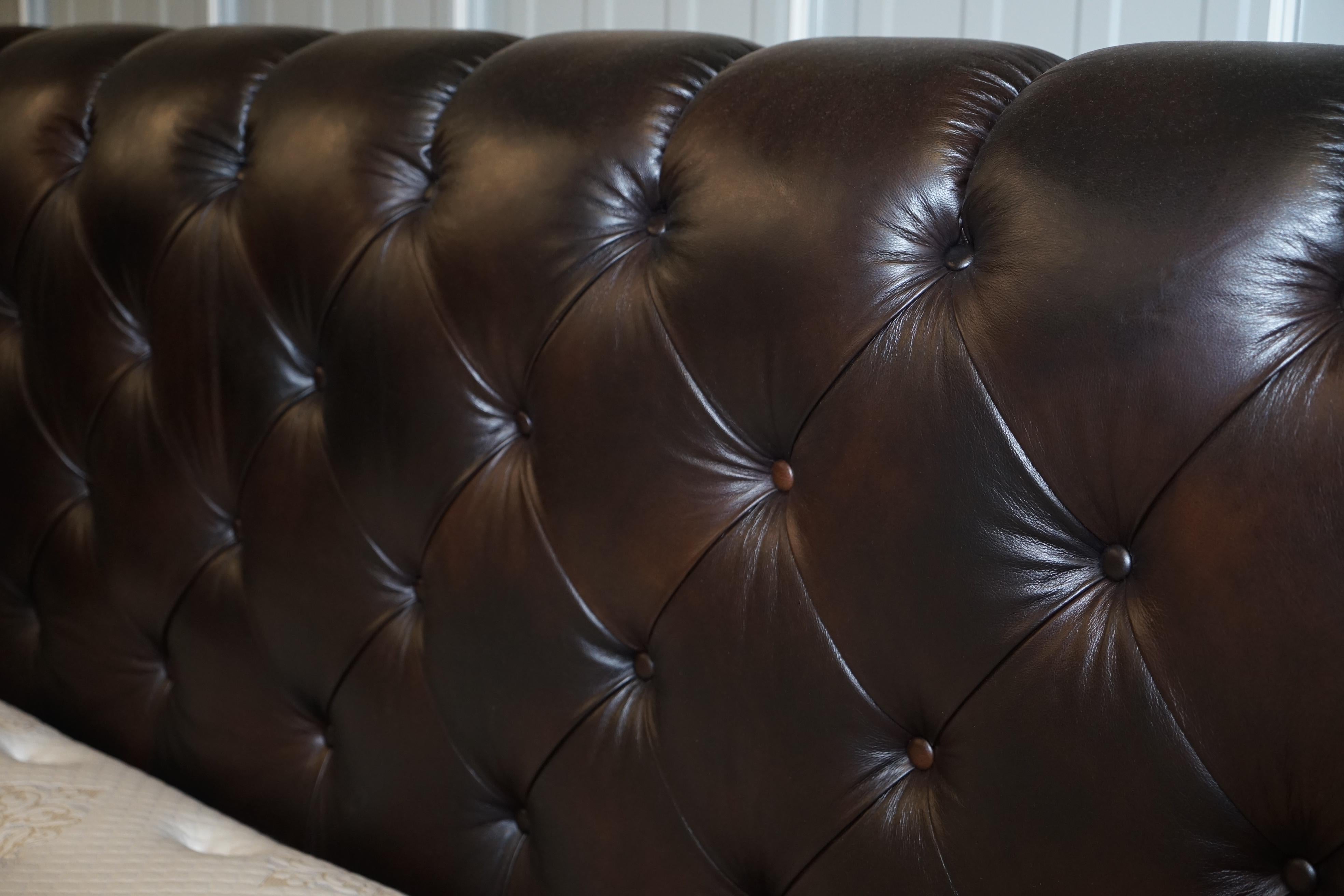 Stunning King Size Aged Brown Leather Chesterfield Tufted Bed Inc Mattress Divan 6