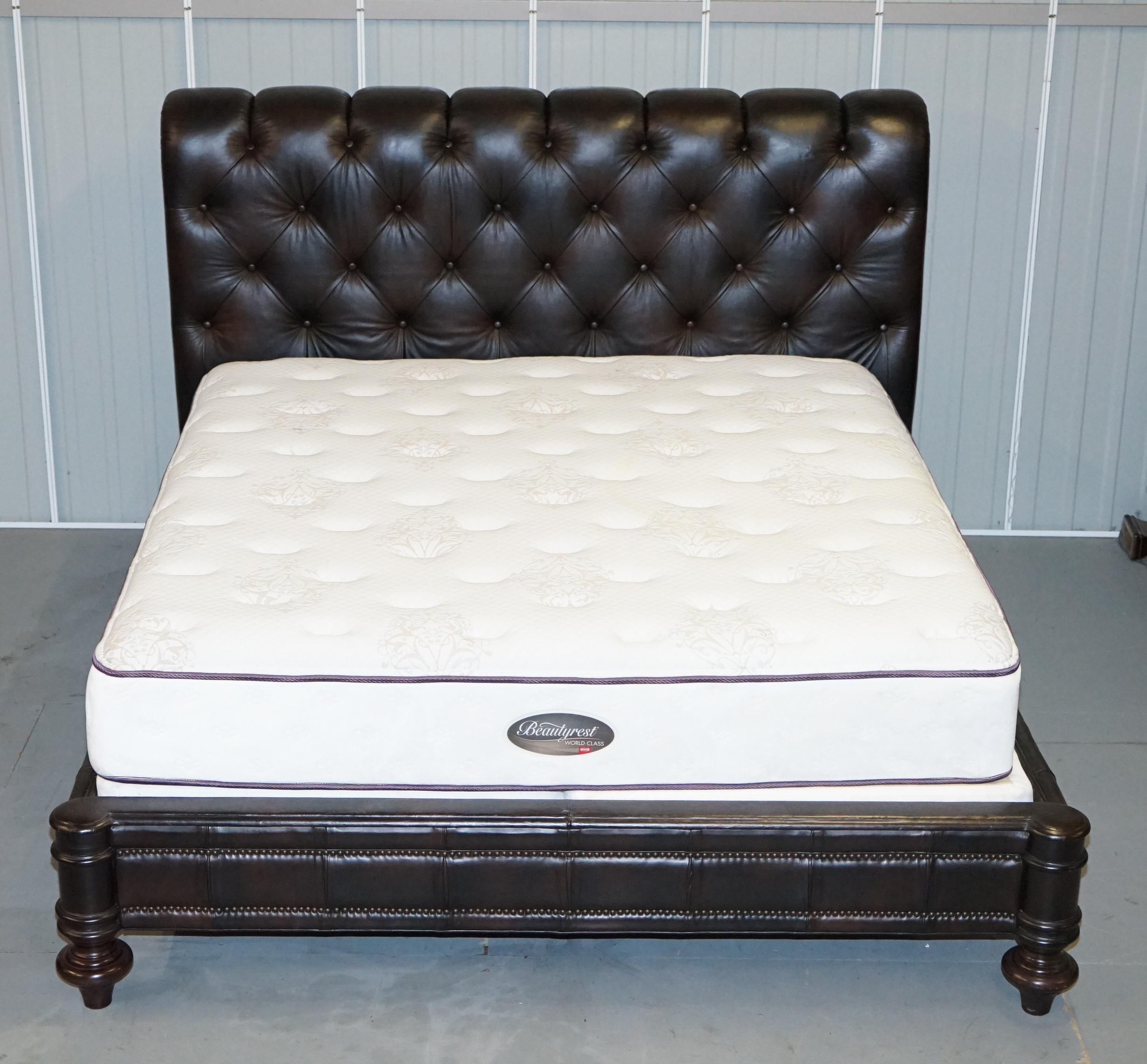 leather tufted king bed
