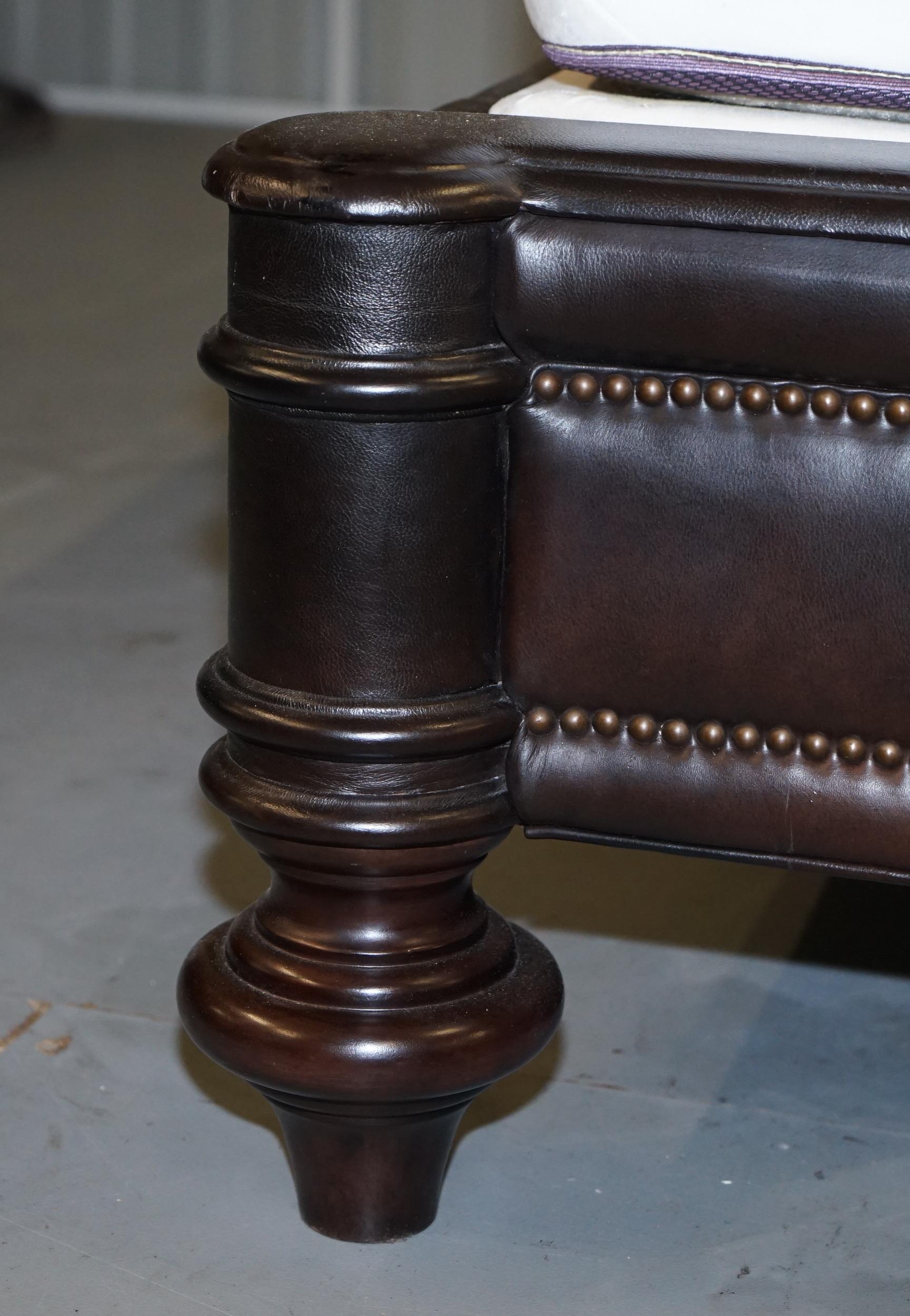 English Stunning King Size Aged Brown Leather Chesterfield Tufted Bed Inc Mattress Divan