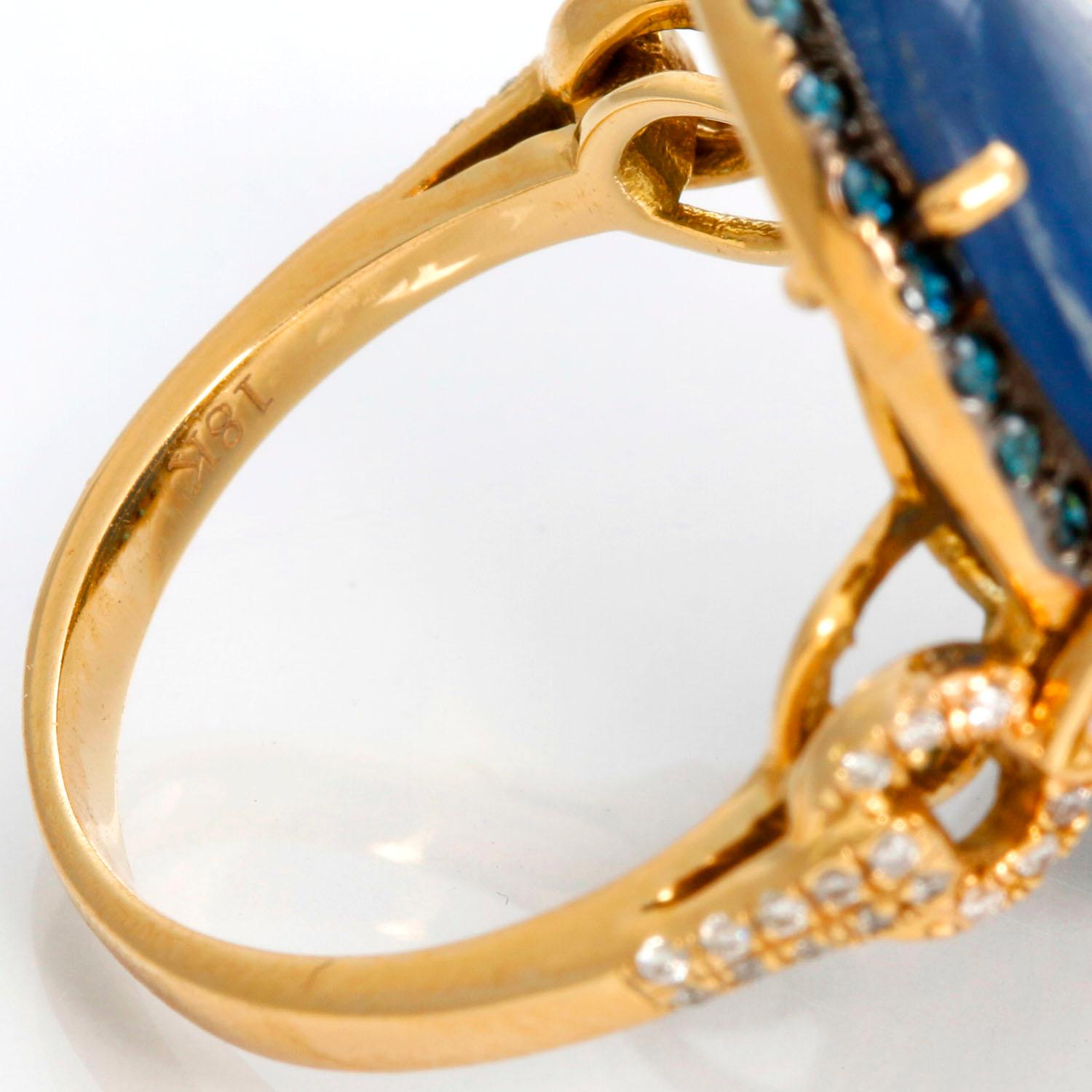 Stunning Kyanite Blue Diamond White Diamond Yellow Gold Ring 1