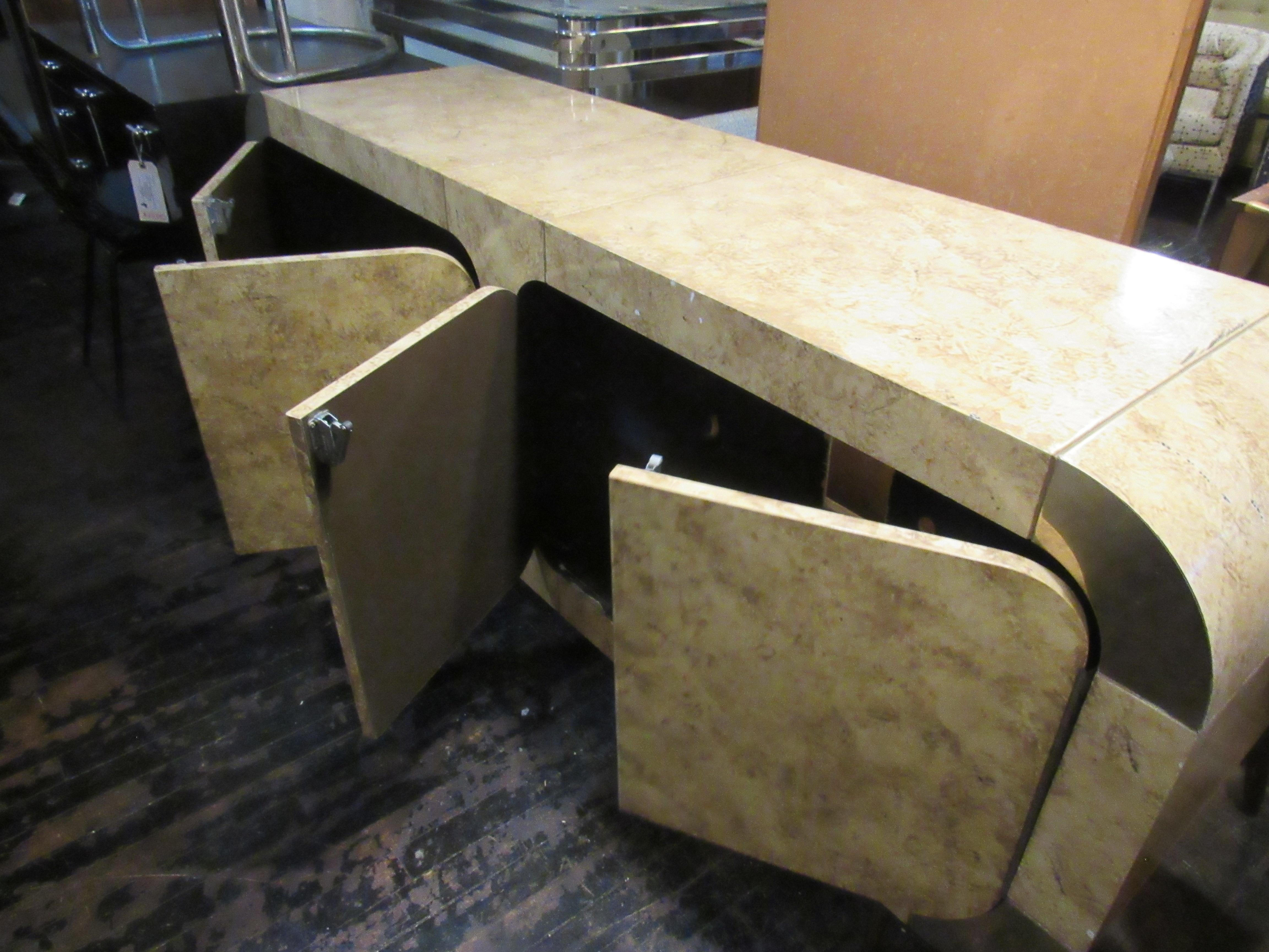Mid-Century Modern Stunning Lacquered & Brass Sideboard For Sale