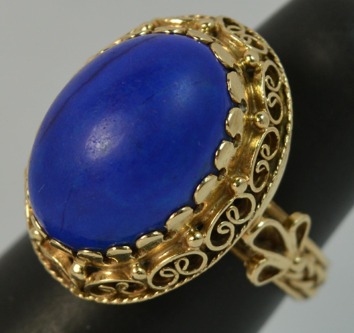 Stunning Lapis Lazuli and 14 Carat Gold Unique Statement Ring 7