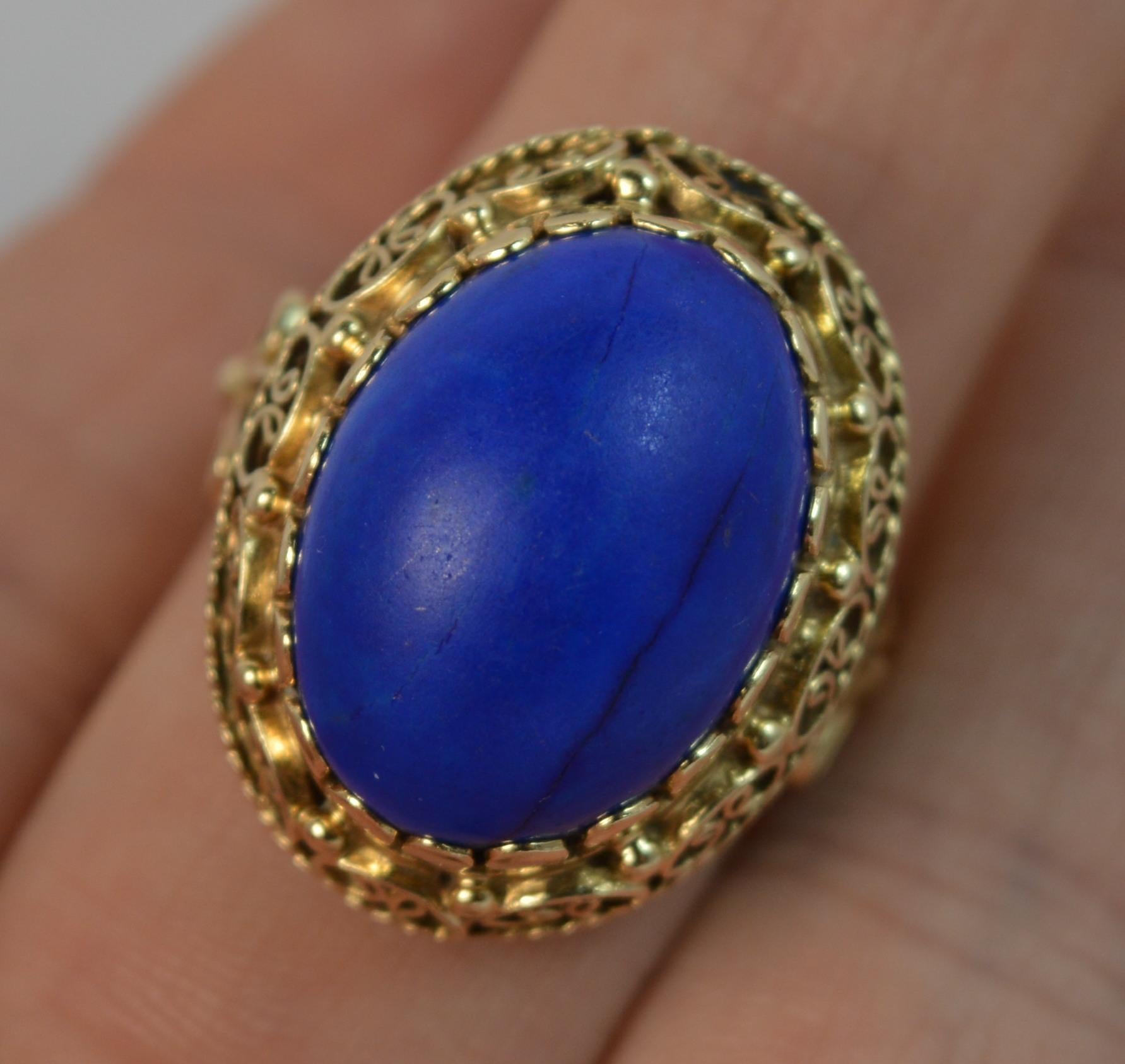 Stunning Lapis Lazuli and 14 Carat Gold Unique Statement Ring In Good Condition In St Helens, GB