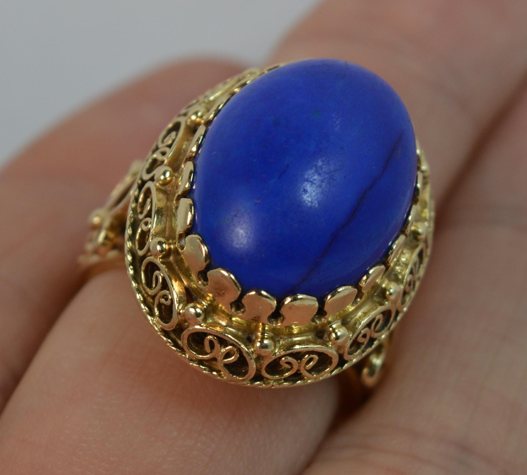 Women's Stunning Lapis Lazuli and 14 Carat Gold Unique Statement Ring
