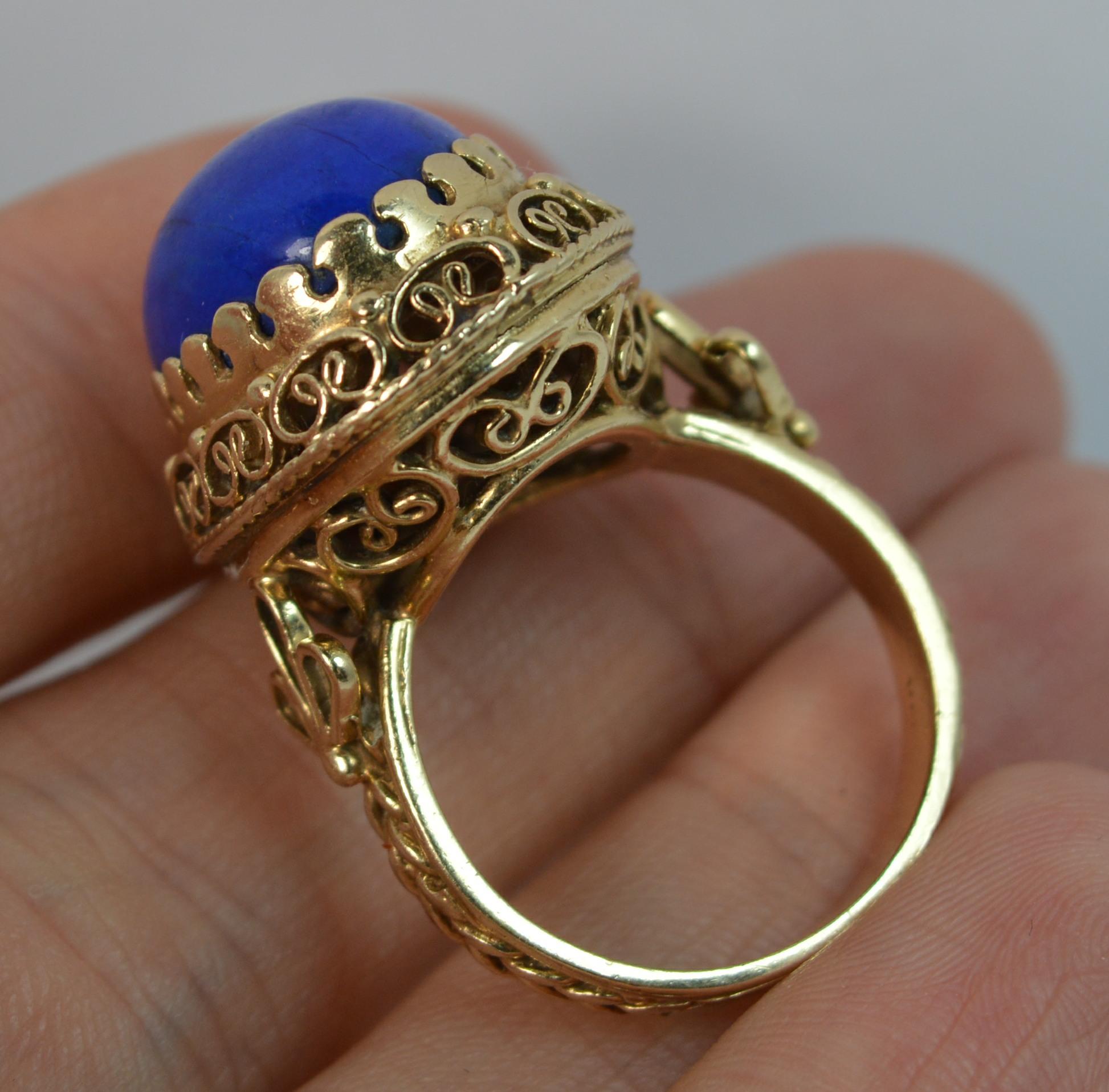 Stunning Lapis Lazuli and 14 Carat Gold Unique Statement Ring 1