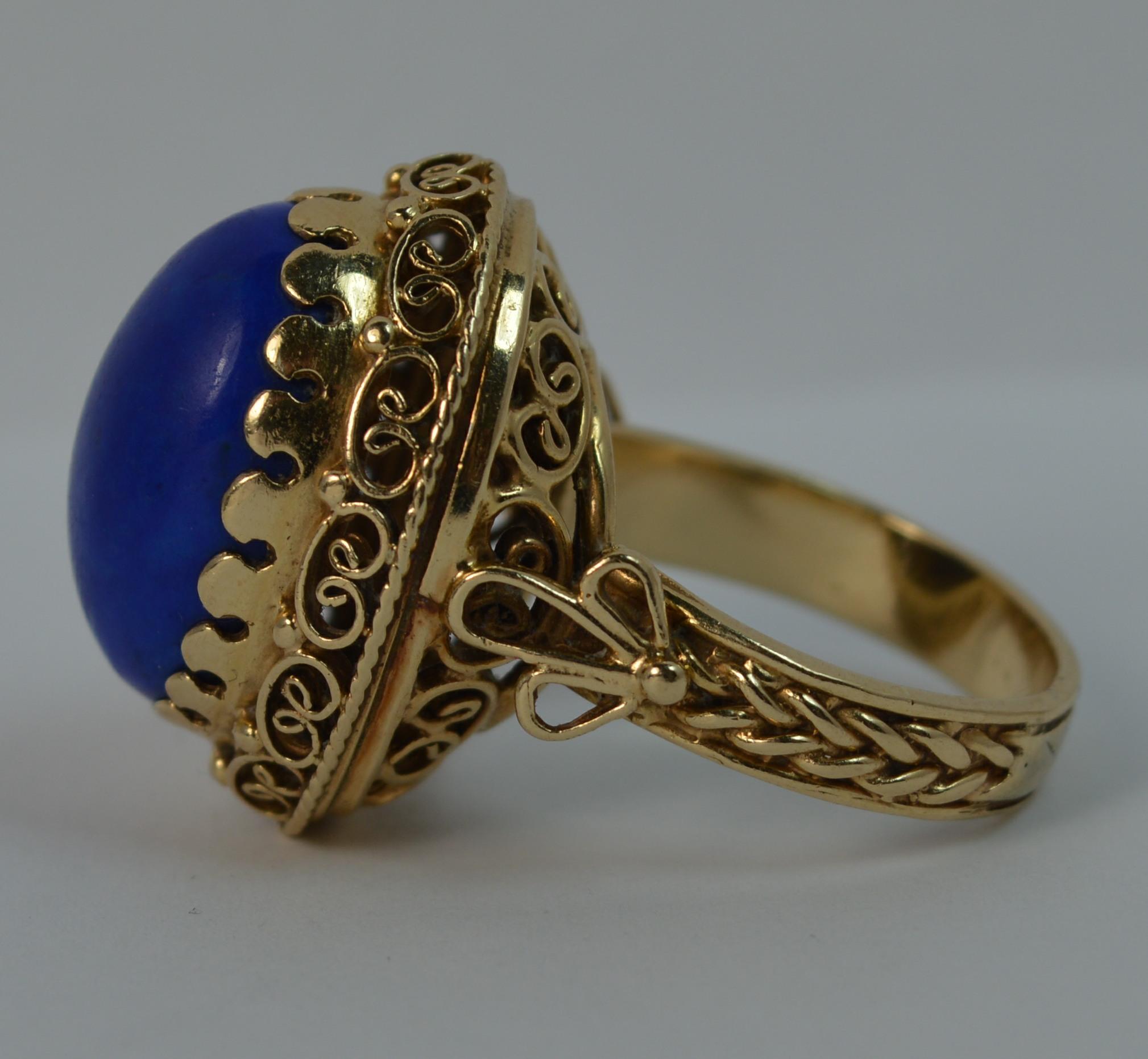 Stunning Lapis Lazuli and 14 Carat Gold Unique Statement Ring 2