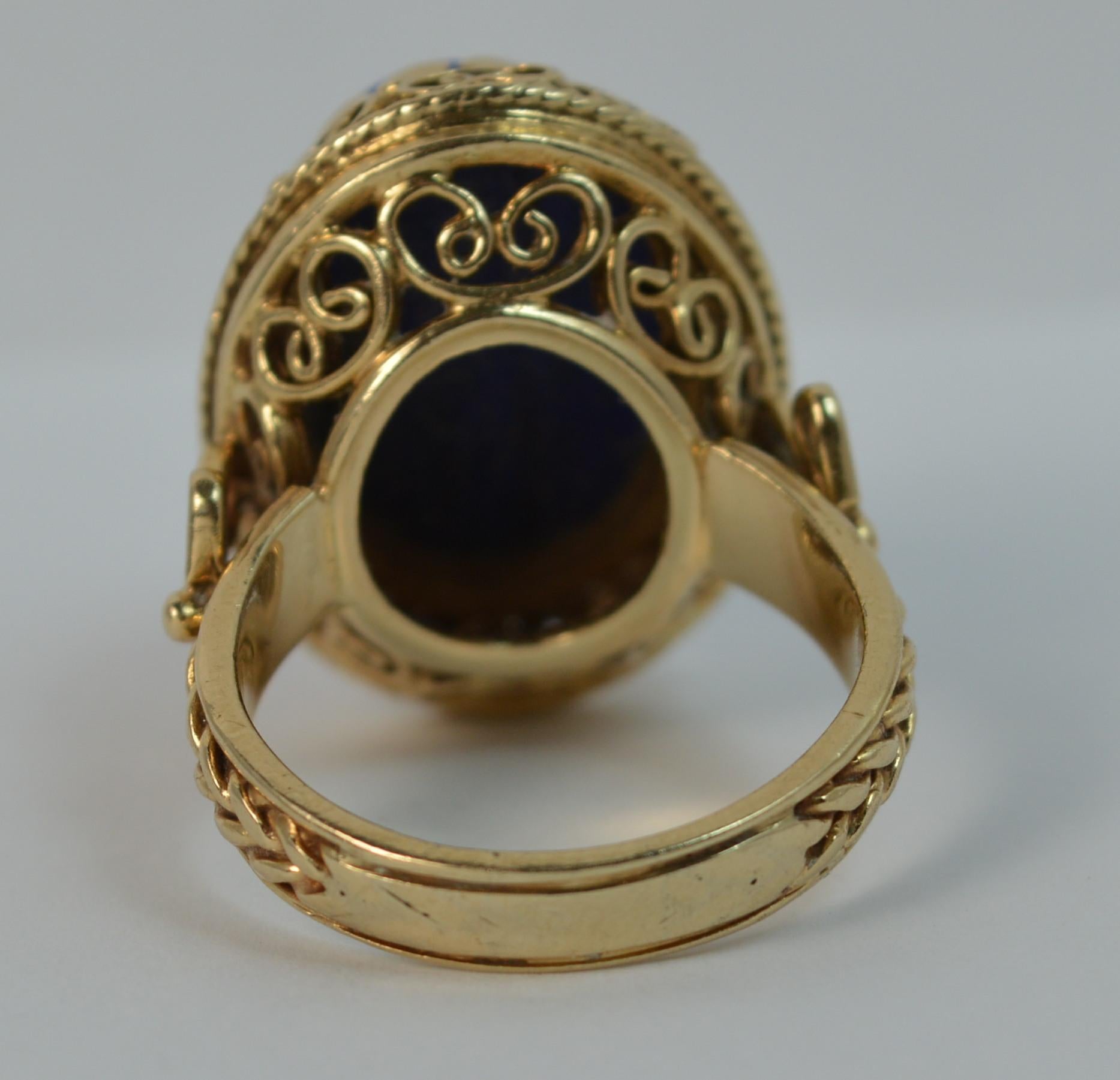 Stunning Lapis Lazuli and 14 Carat Gold Unique Statement Ring 3
