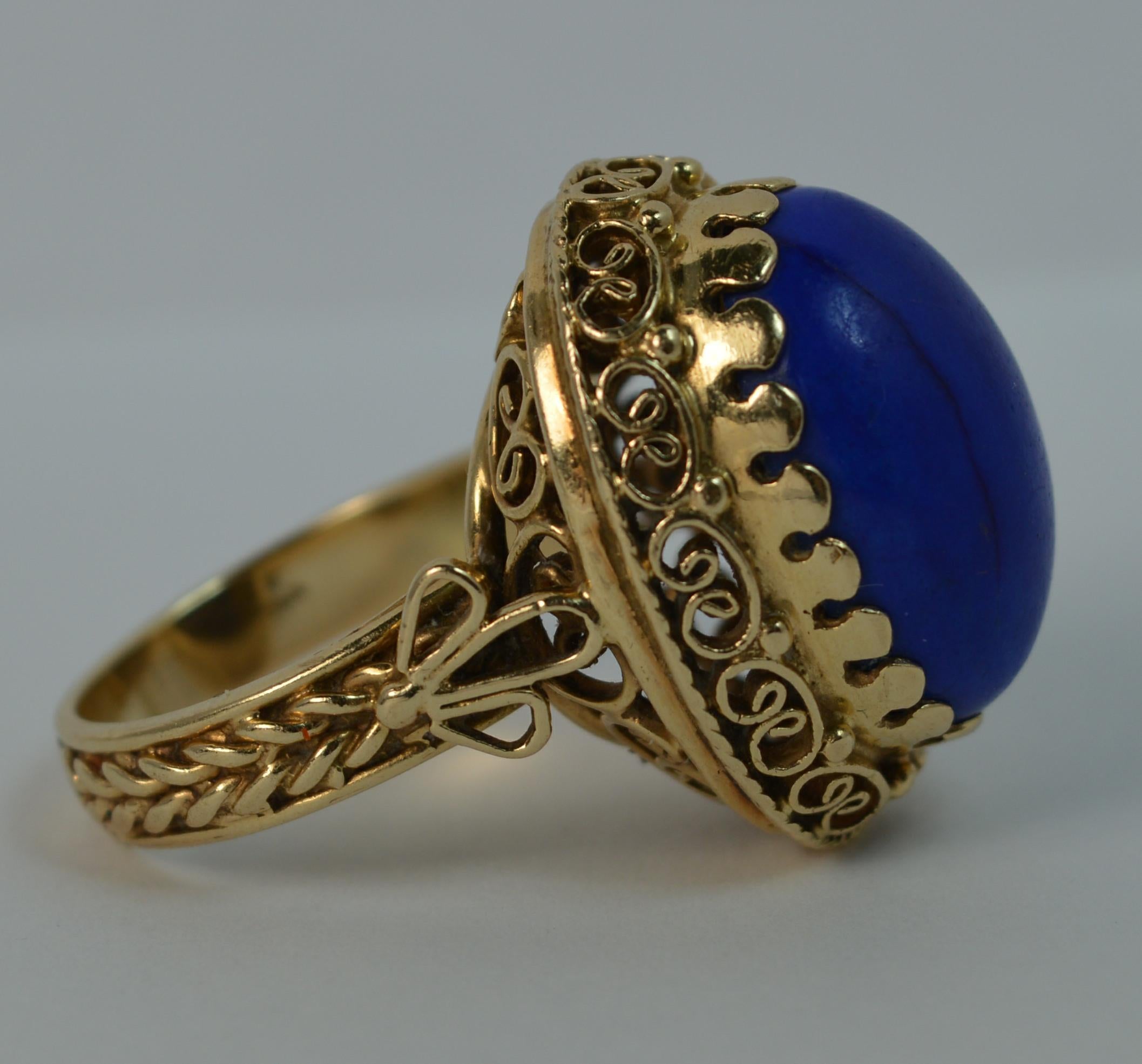 Stunning Lapis Lazuli and 14 Carat Gold Unique Statement Ring 4