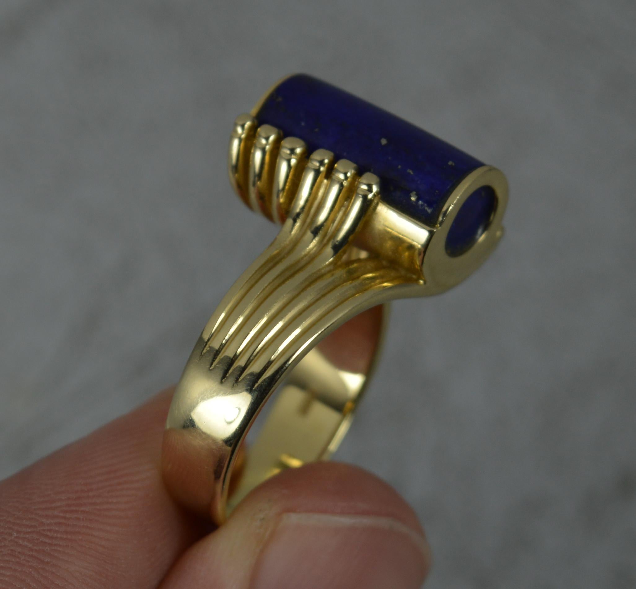 Stunning Lapis Lazuli and 14 Carat Gold Solitaire Statement Ring 4