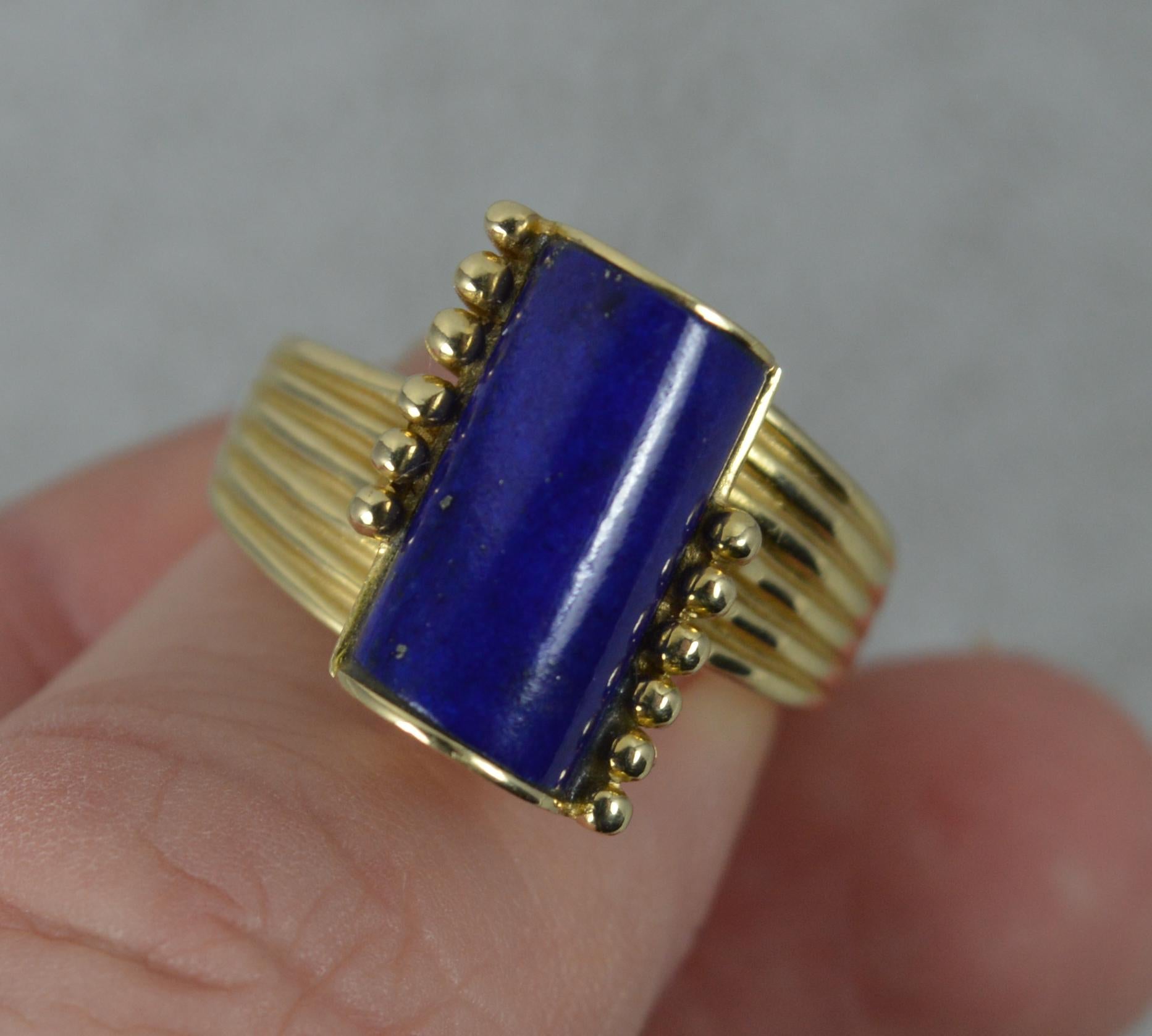 Stunning Lapis Lazuli and 14 Carat Gold Solitaire Statement Ring 5