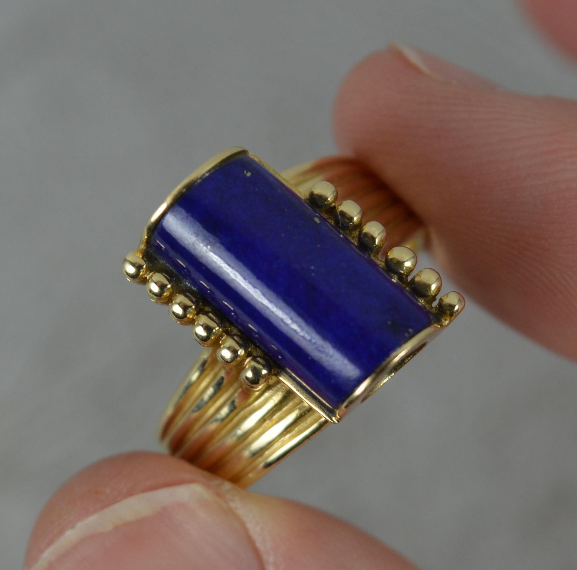 Stunning Lapis Lazuli and 14 Carat Gold Solitaire Statement Ring 6