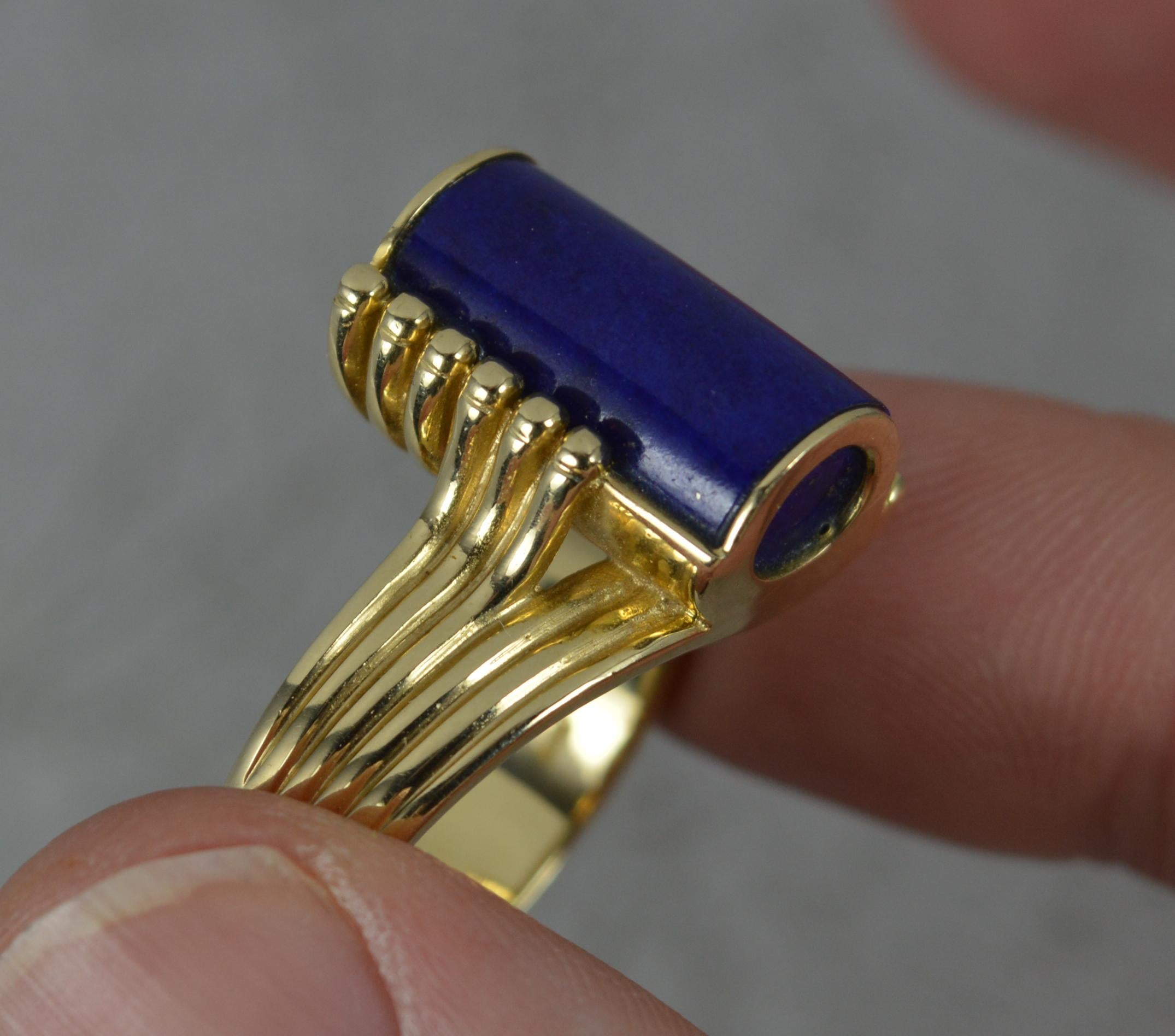 Stunning Lapis Lazuli and 14 Carat Gold Solitaire Statement Ring 7