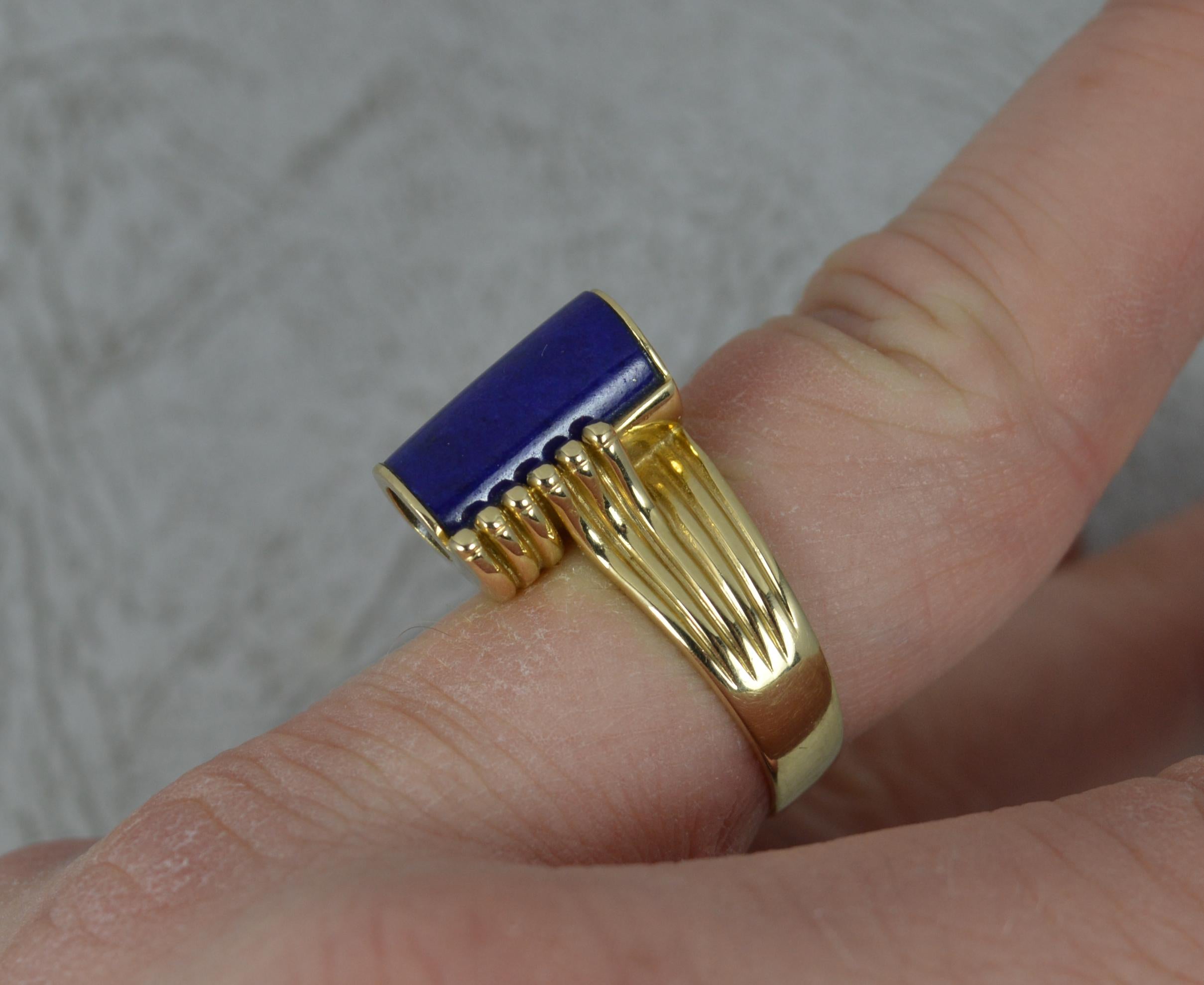 Retro Stunning Lapis Lazuli and 14 Carat Gold Solitaire Statement Ring