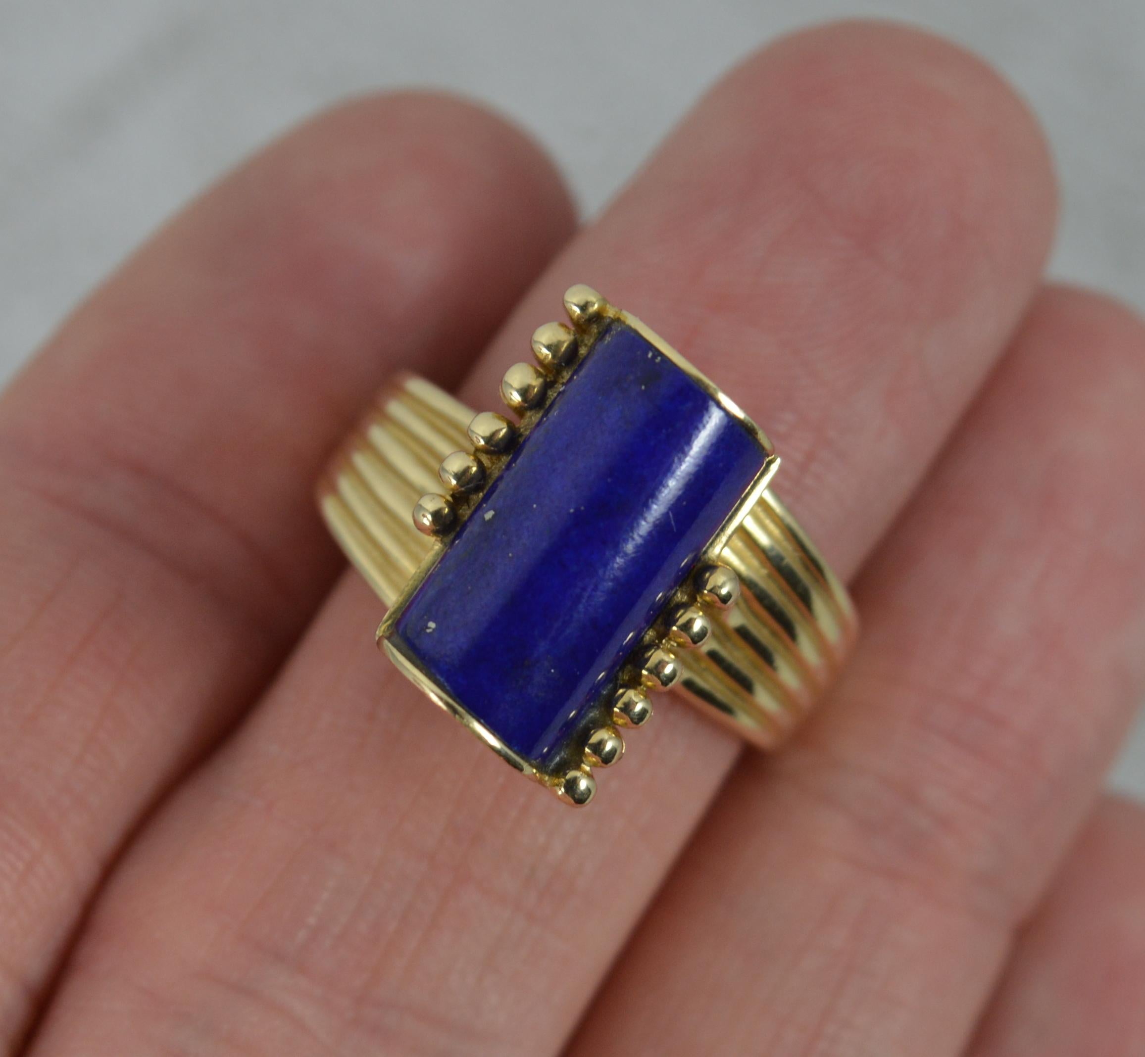 Stunning Lapis Lazuli and 14 Carat Gold Solitaire Statement Ring In Excellent Condition In St Helens, GB