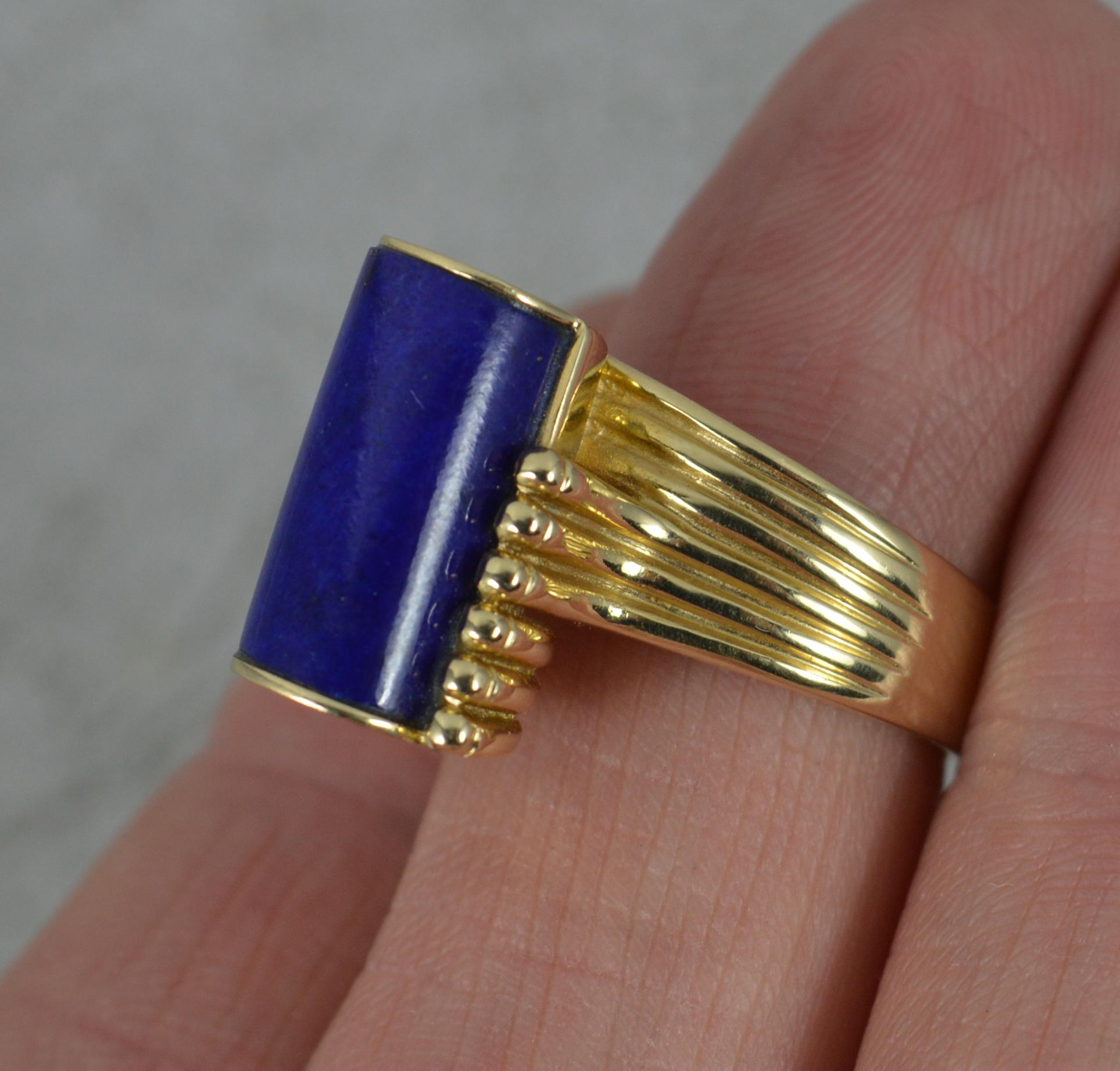 Women's Stunning Lapis Lazuli and 14 Carat Gold Solitaire Statement Ring