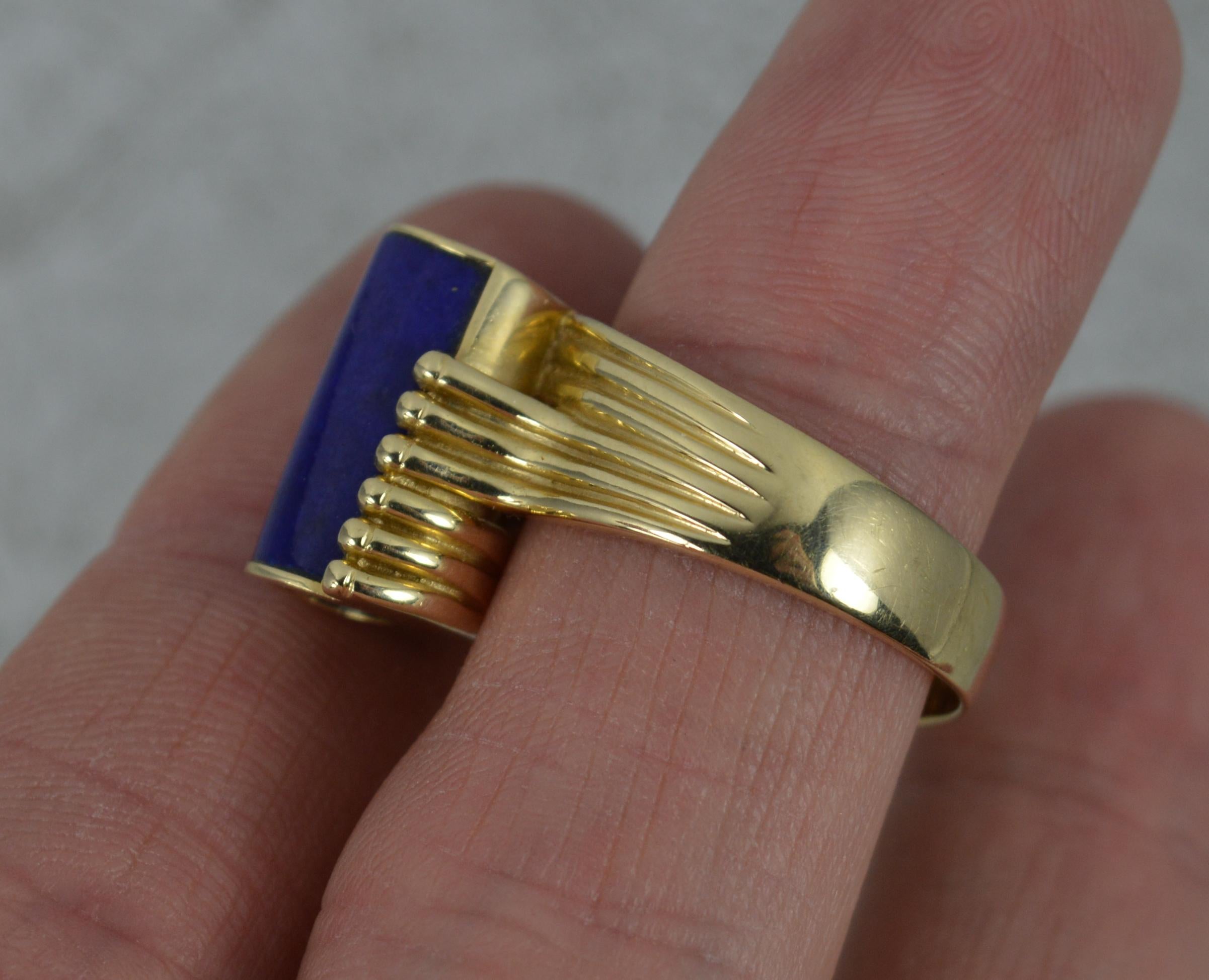 Stunning Lapis Lazuli and 14 Carat Gold Solitaire Statement Ring 1