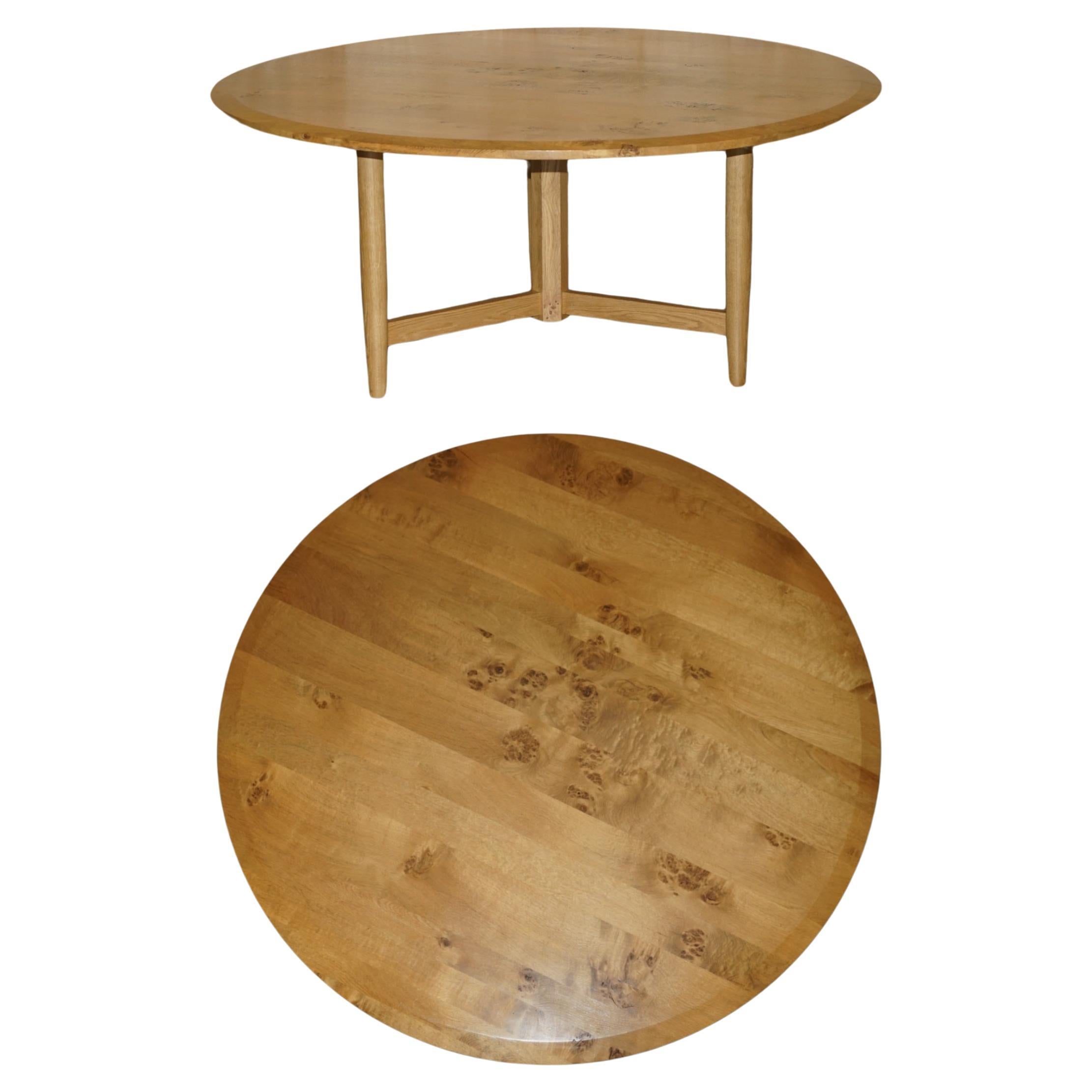 STUNNiNG LARGE 170CM WIDE POLLARD PIPPY BURR OAK ROUND DINING TABLE SEATS EIGHT For Sale