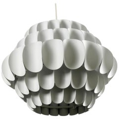 Stunning Large 1960s White Metal Pendant Lamp, an Original by Thorsten Orrling F