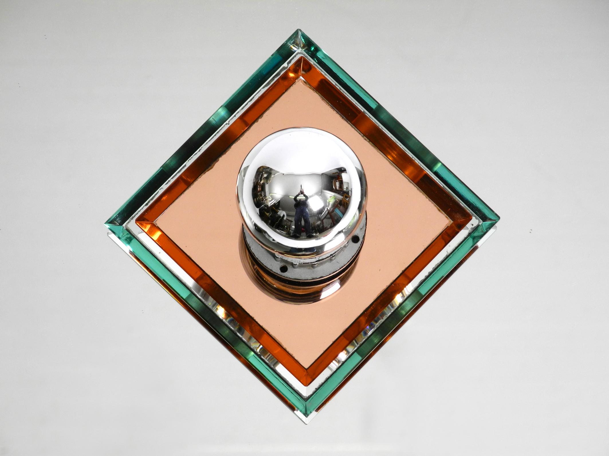 Stunning Large 1980s Italian Mirror Ceiling Lamp in Postmodern Design For Sale 12