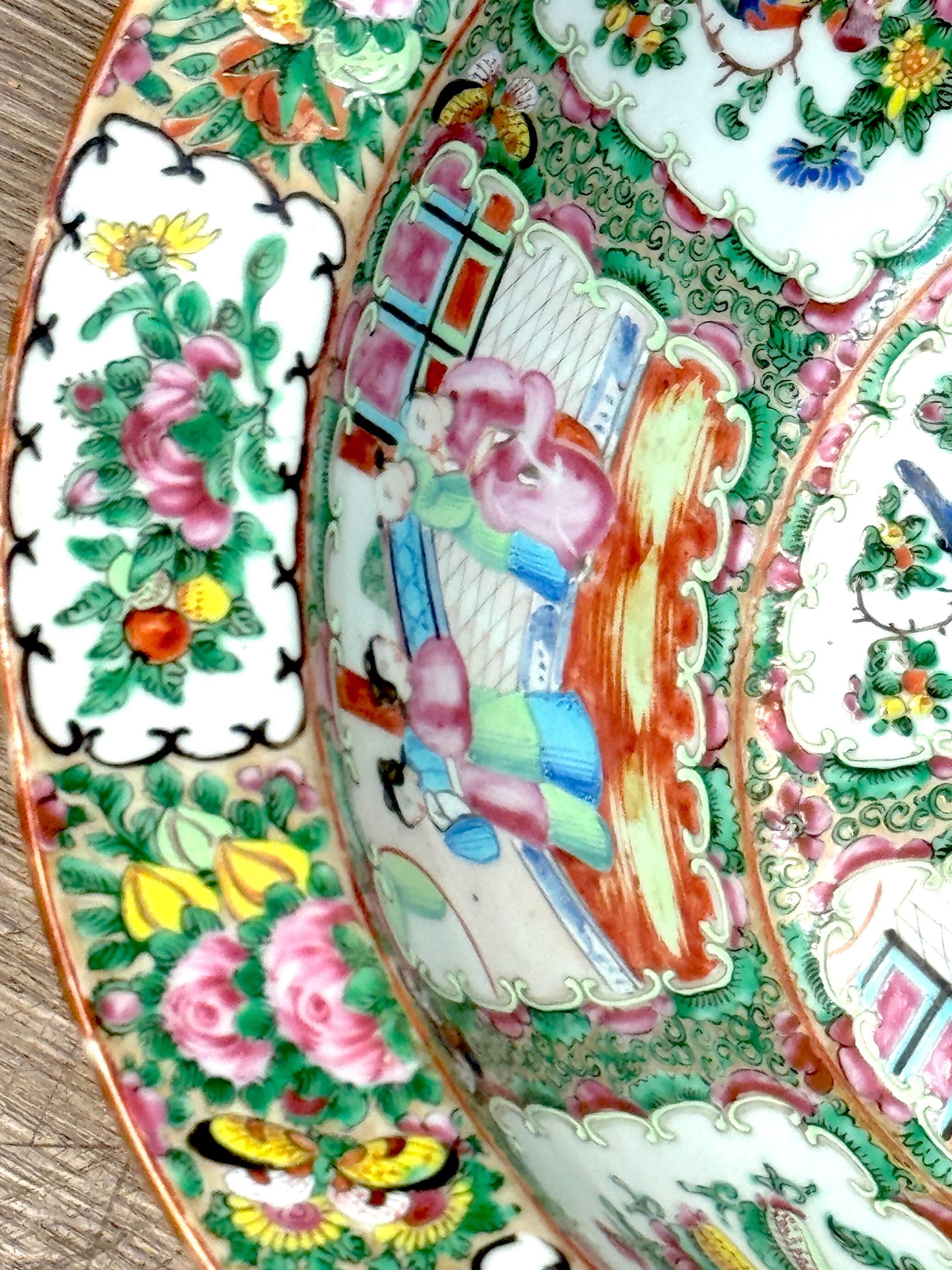 Stunning Large 19th Century Rose Medallion Rimed Bowl/Basin For Sale 3