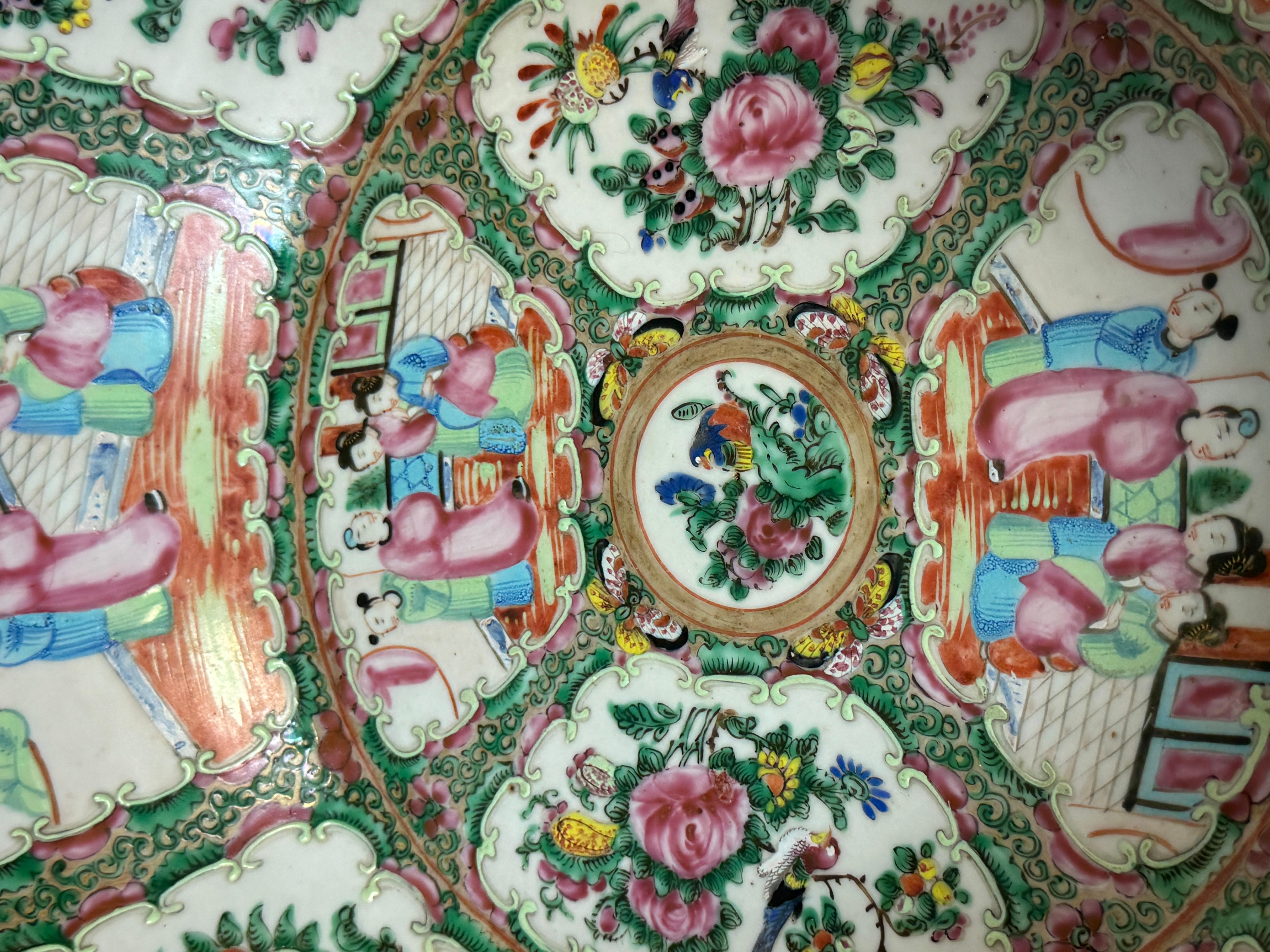Stunning Large 19th Century Rose Medallion Rimed Bowl/Basin For Sale 5