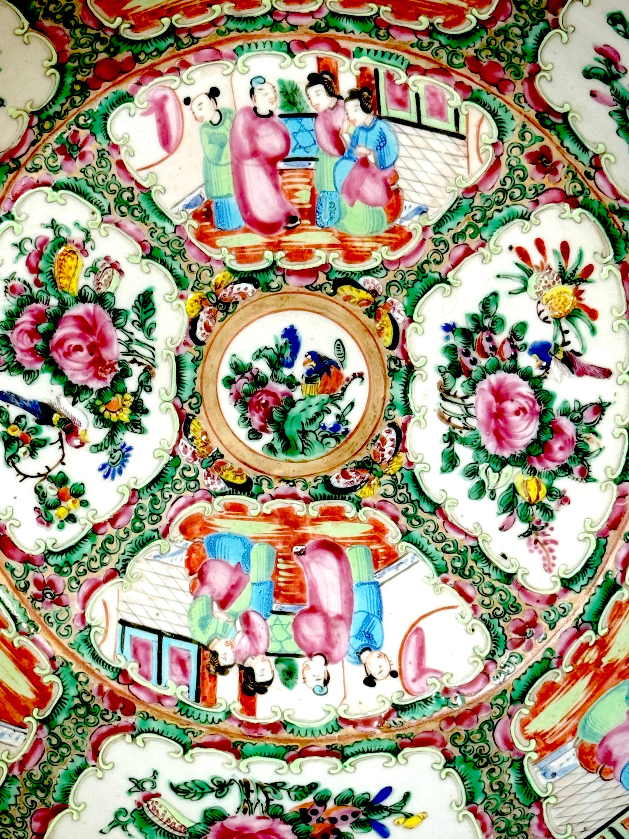 Chinese Export Stunning Large 19th Century Rose Medallion Rimed Bowl/Basin For Sale