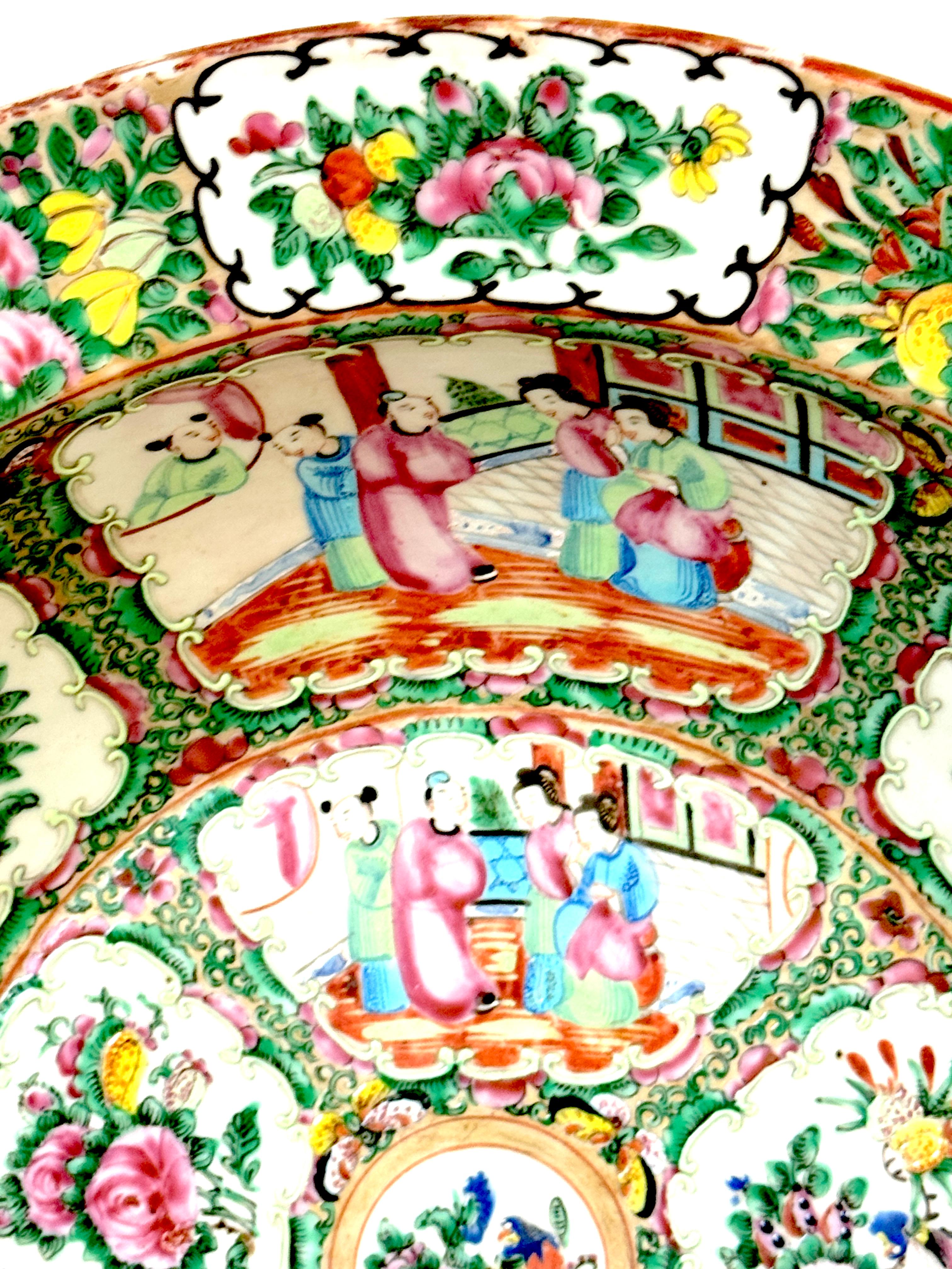Chinese Stunning Large 19th Century Rose Medallion Rimed Bowl/Basin For Sale