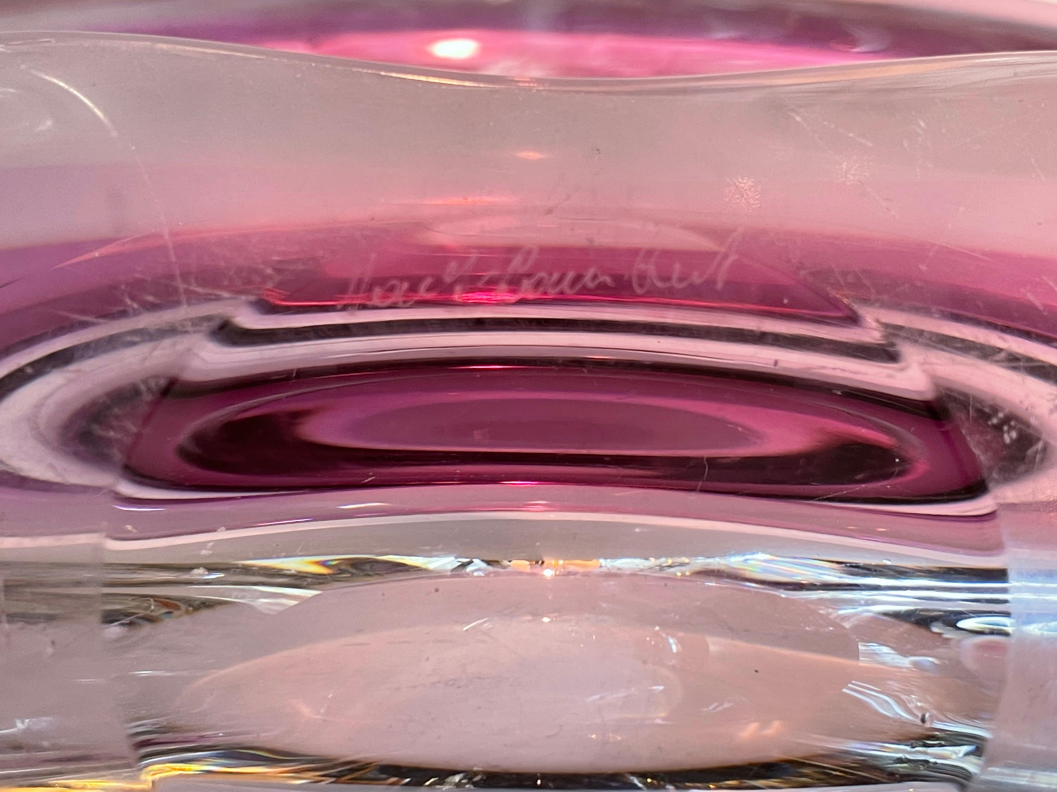 Art Glass Stunning Large Amethyst Elongated Centerpiece Blown Glass Crystal Lozenge Bowl