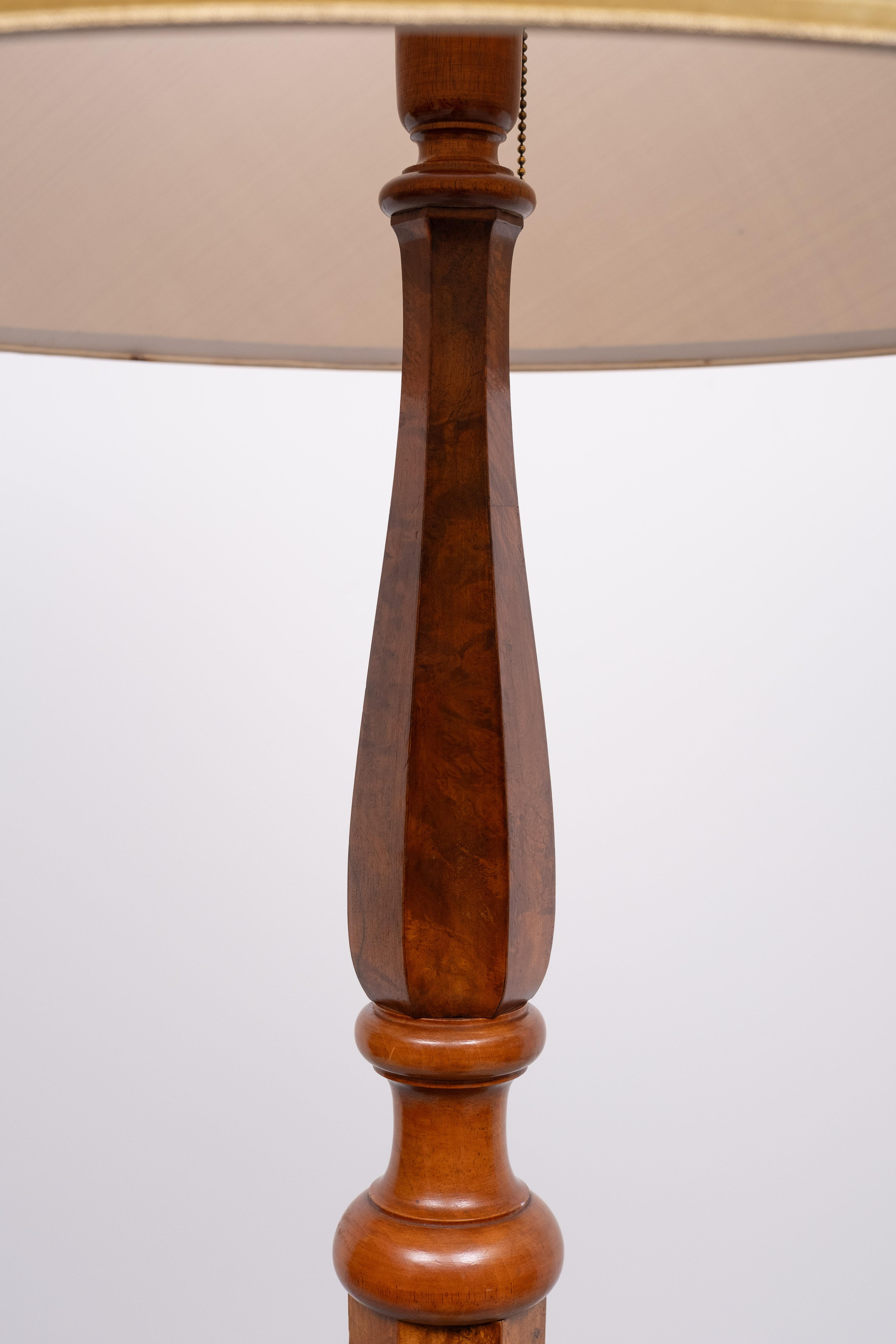 Stunning large Antique Biedermeier  Burl floor lamp . Germany For Sale 6
