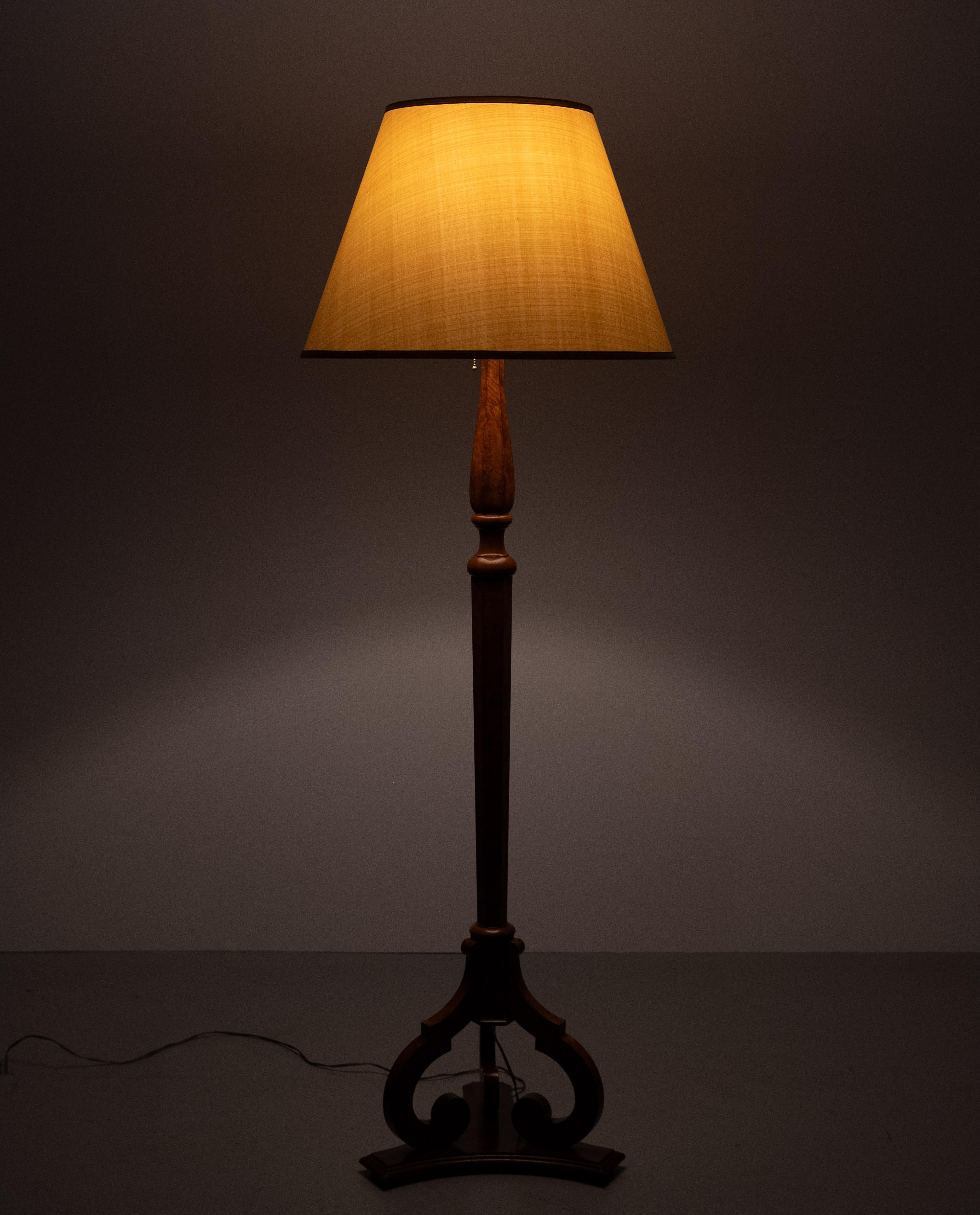 Stunning large Antique Biedermeier  Burl floor lamp . Germany For Sale 5