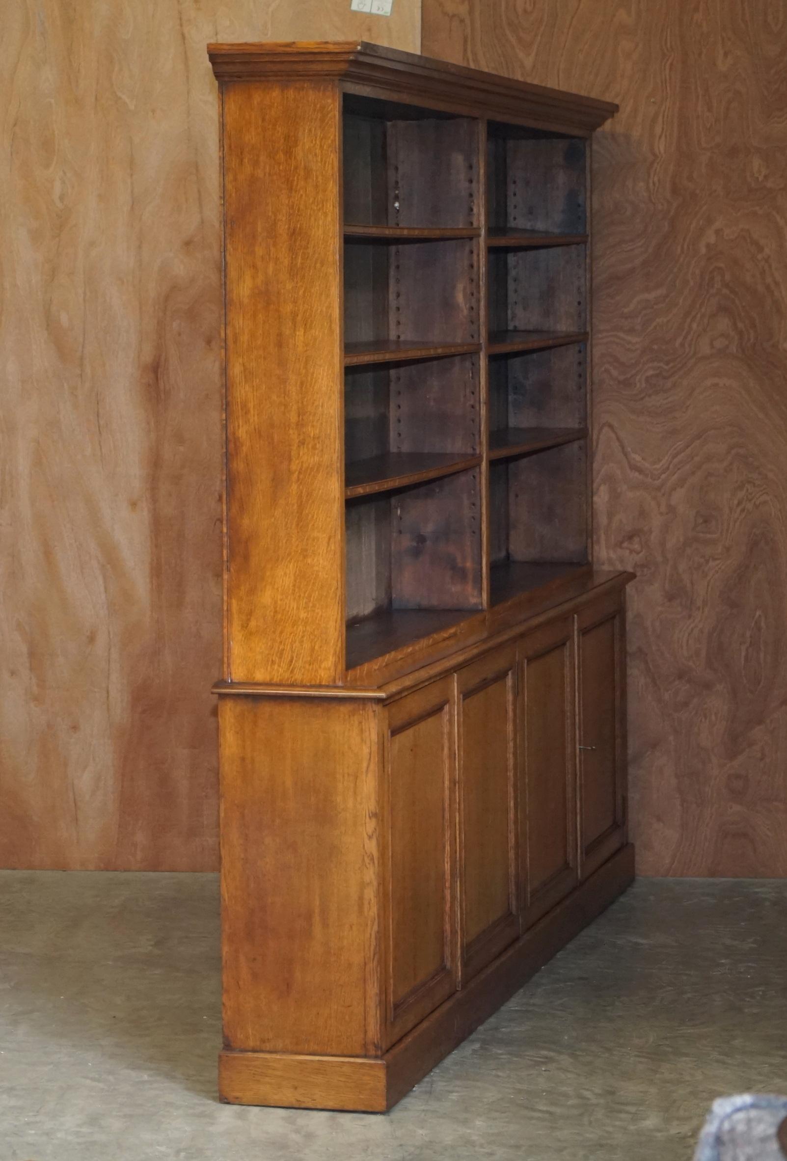 Stunning Large Antique Victorian Oak Library Bookcase Height Adjustable Shelves 5