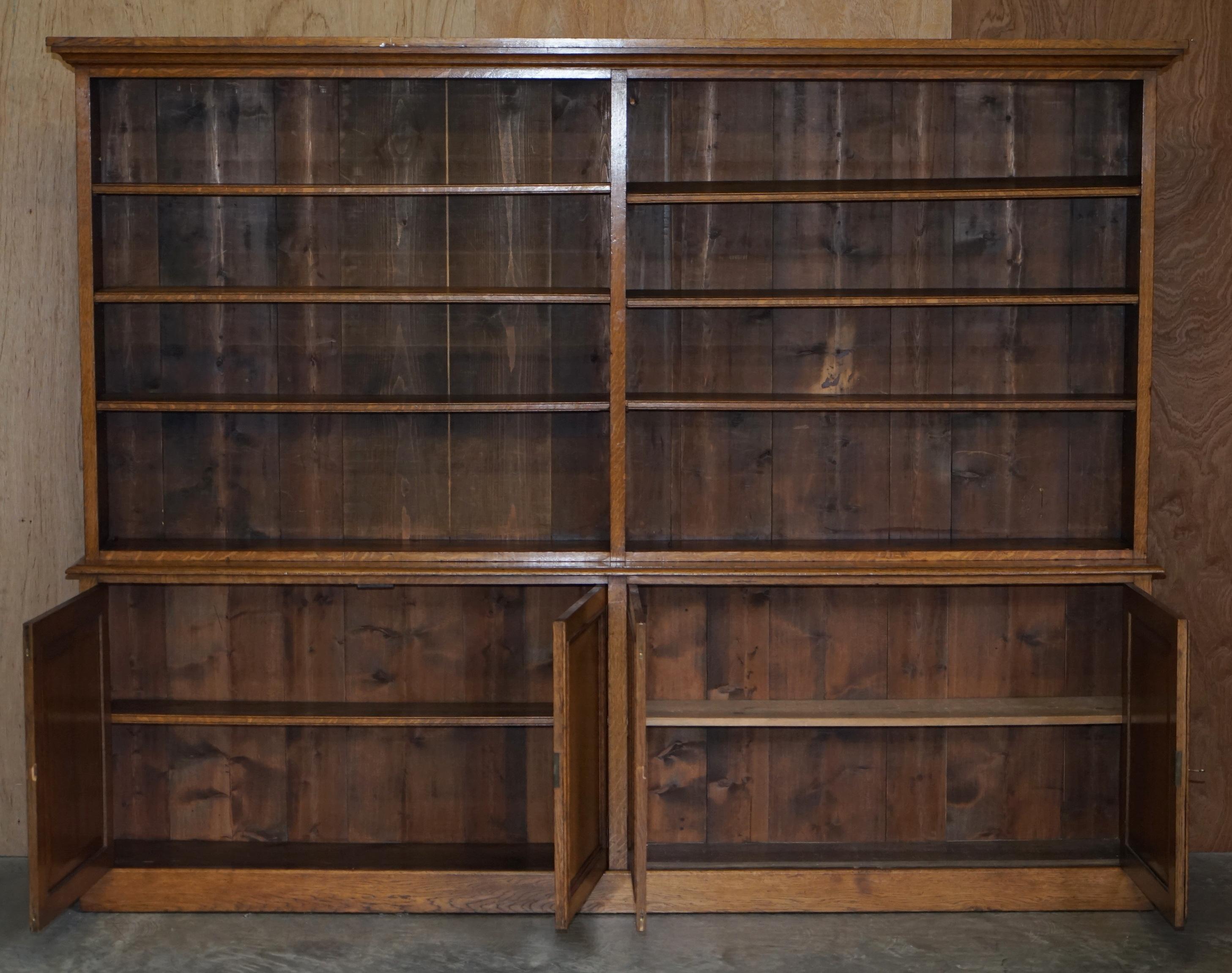 Stunning Large Antique Victorian Oak Library Bookcase Height Adjustable Shelves 11