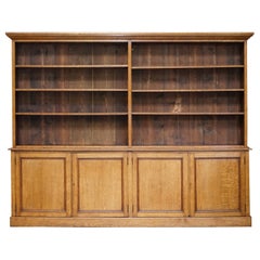 Stunning Large Antique Victorian Oak Library Bookcase Height Adjustable Shelves