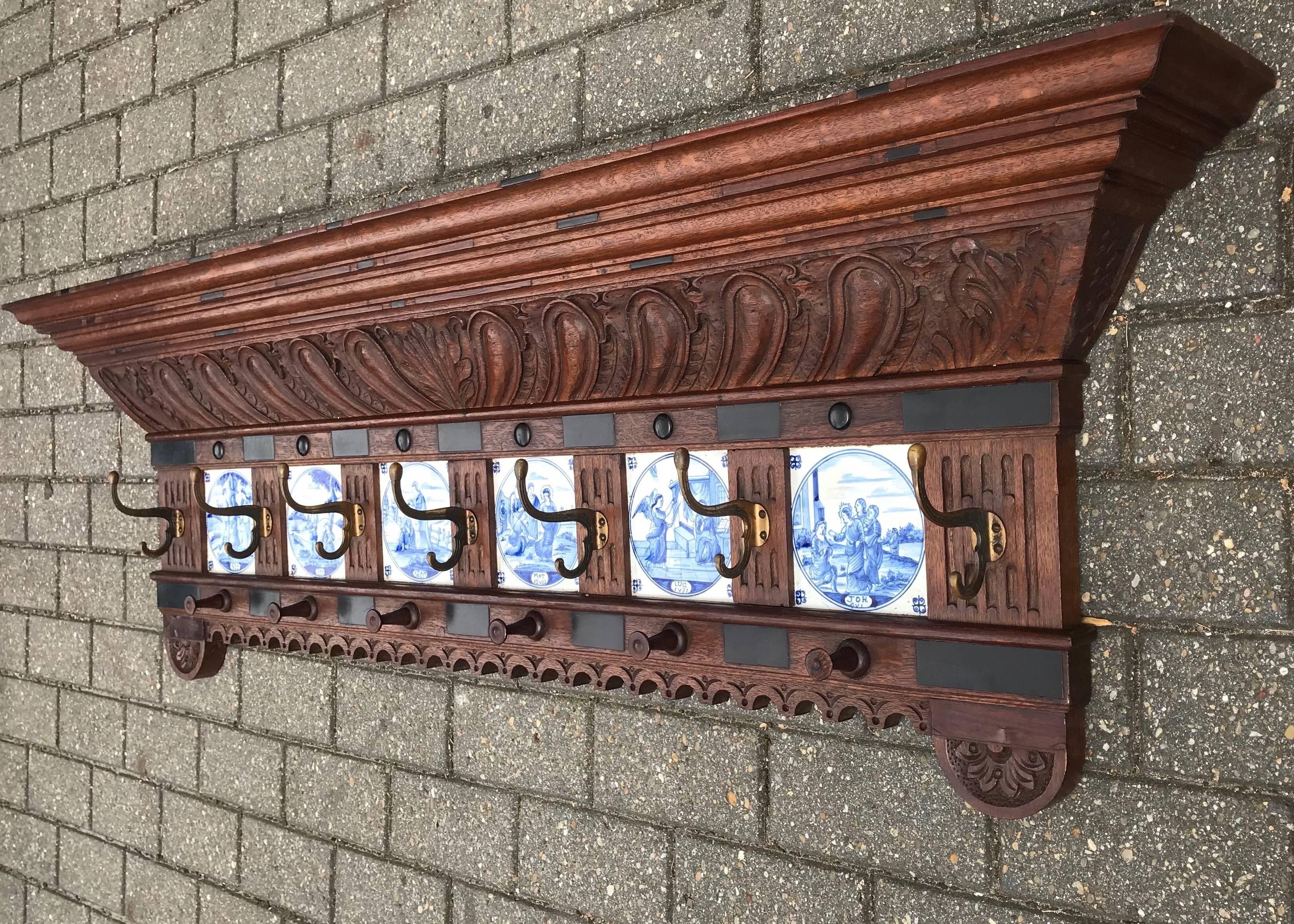 antique wall mounted coat rack with shelf