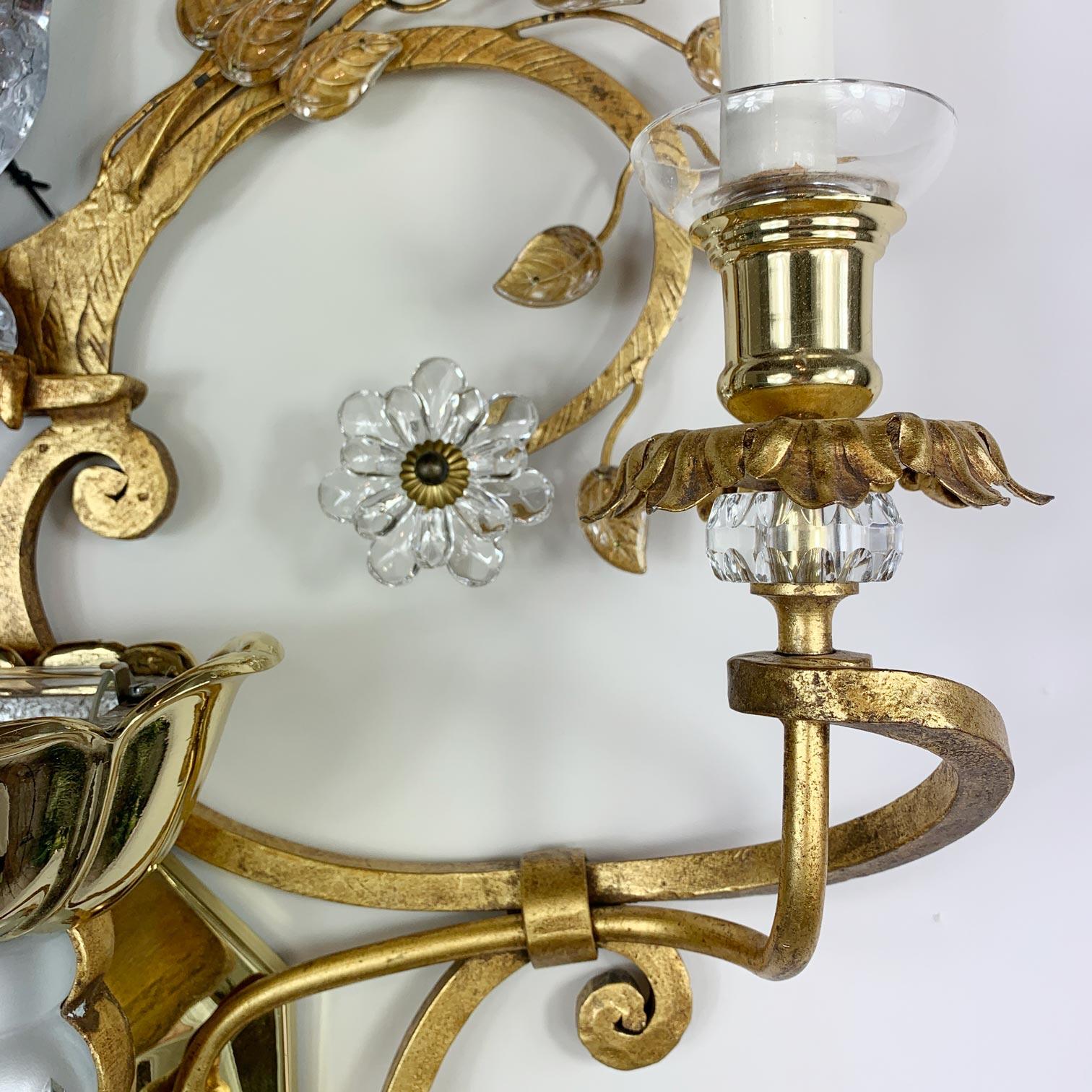 Stunning Large Banci Firenze Gold Crystal Parrot Wall Light For Sale 3