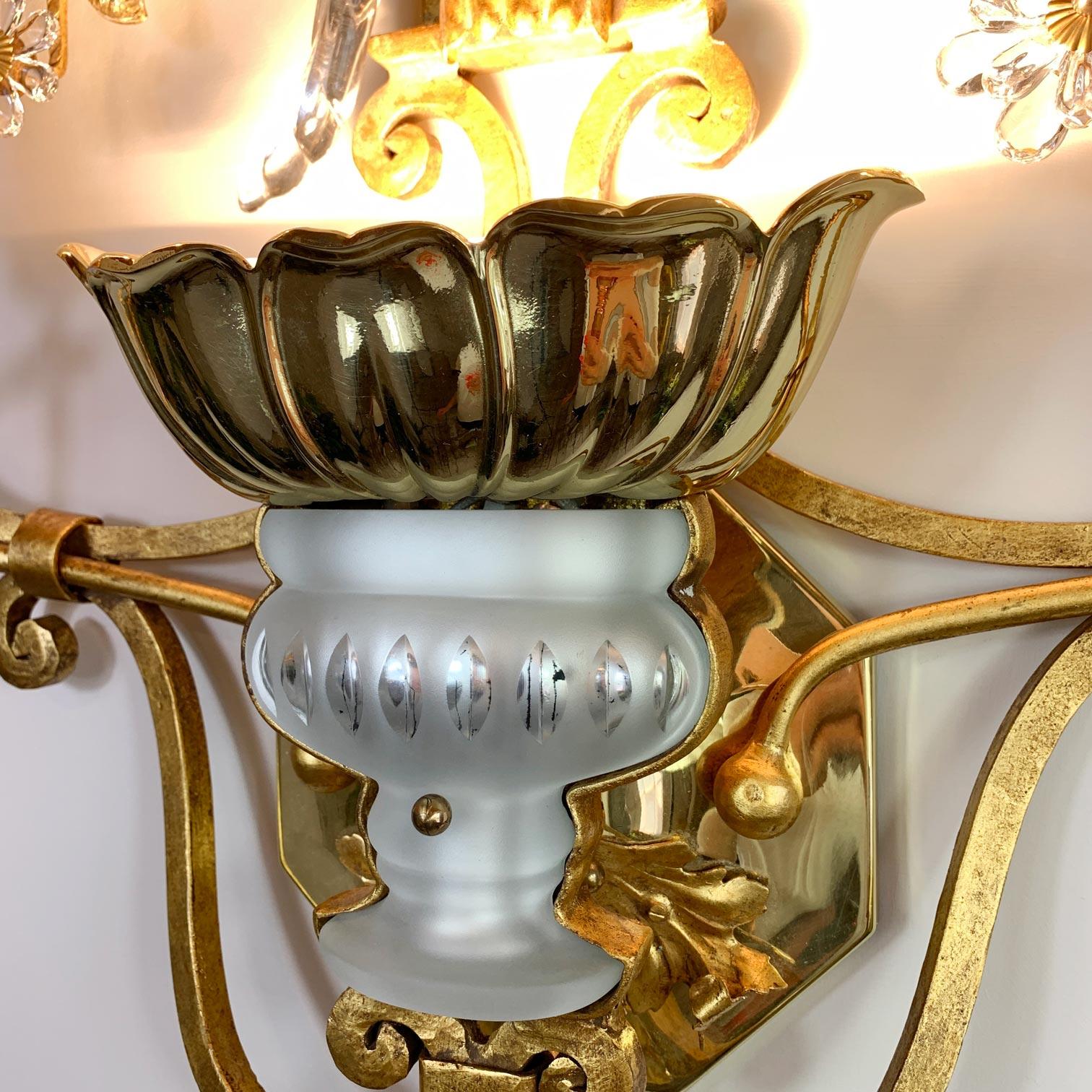 Stunning Large Banci Firenze Gold Crystal Parrot Wall Light For Sale 4