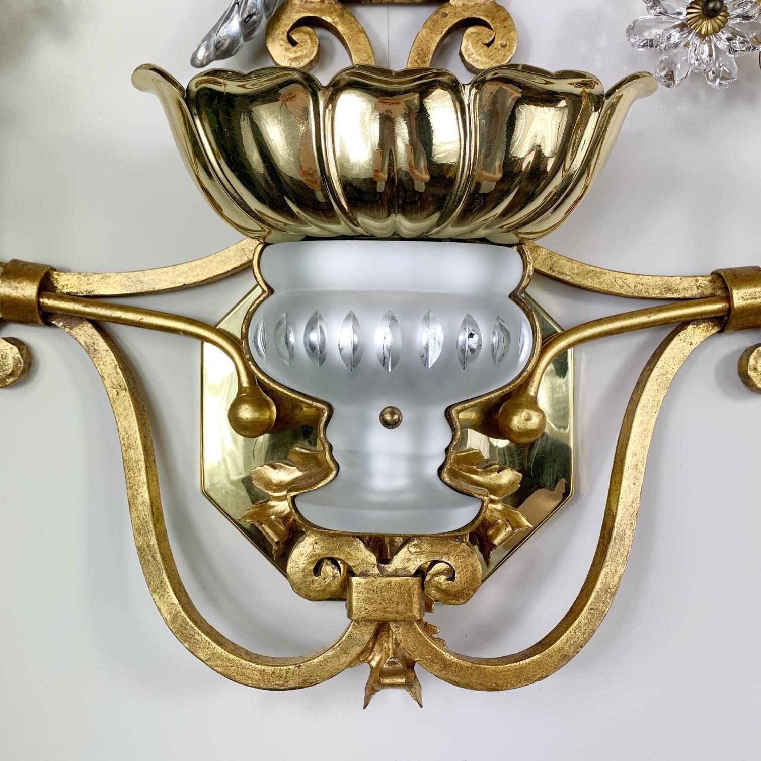 Fin du 20e siècle Superbe applique murale Banci Firenze perroquet en cristal doré en vente