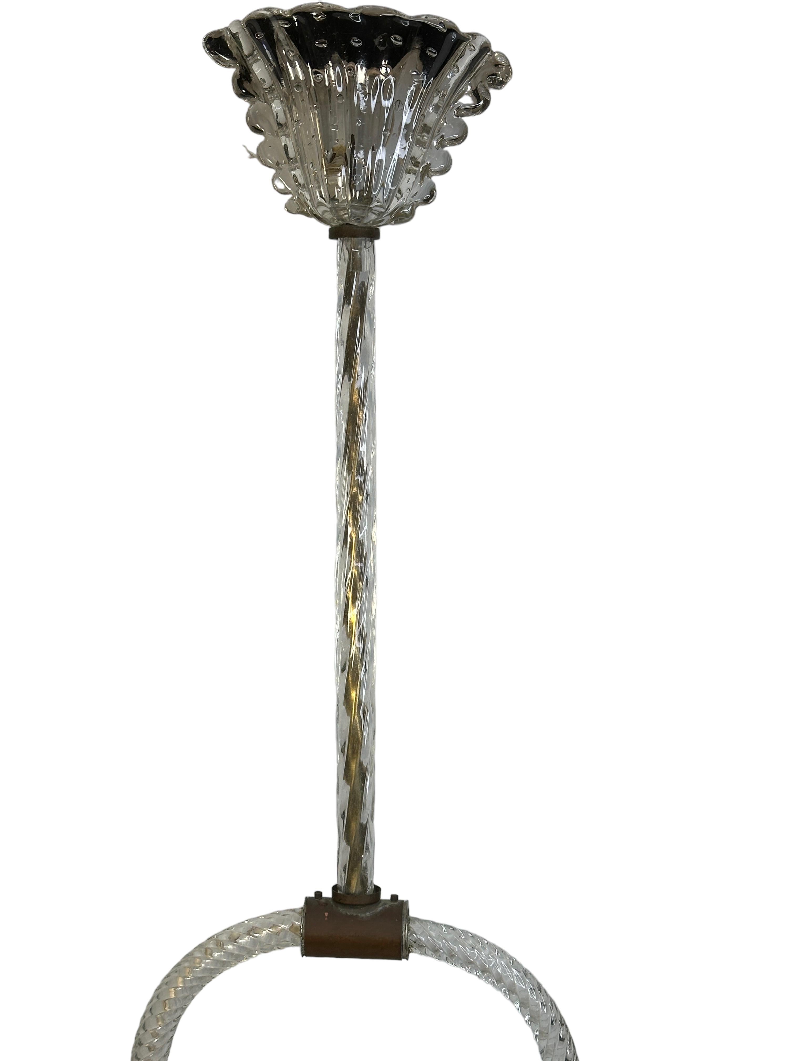 Mid-20th Century Stunning Large Barovier Toso Pendant Light Chandelier Murano Glass Basket, 1930s For Sale