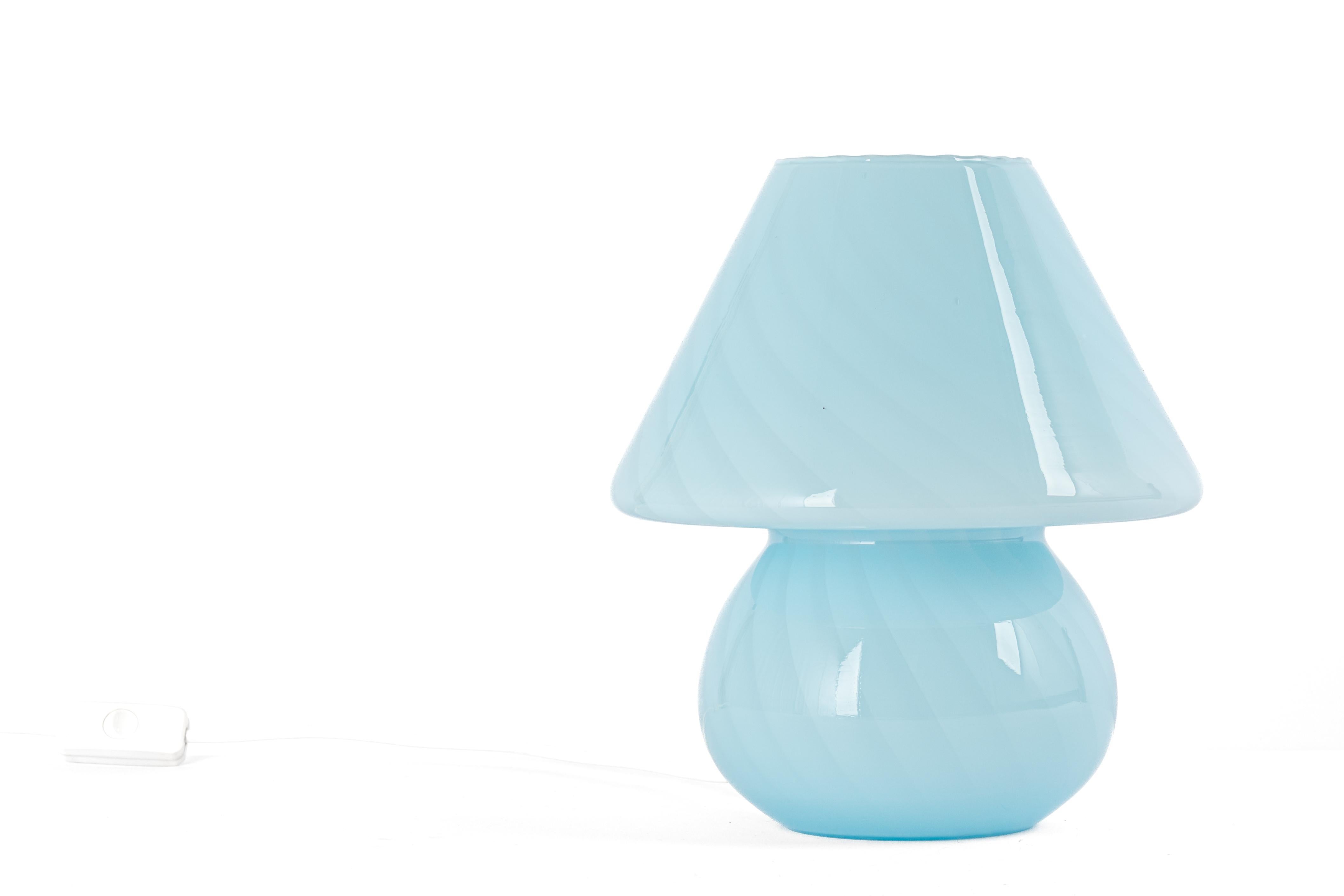 Late 20th Century Stunning Large Blue Glass Table Lamp by Vetri Murano, Italy, 1970s