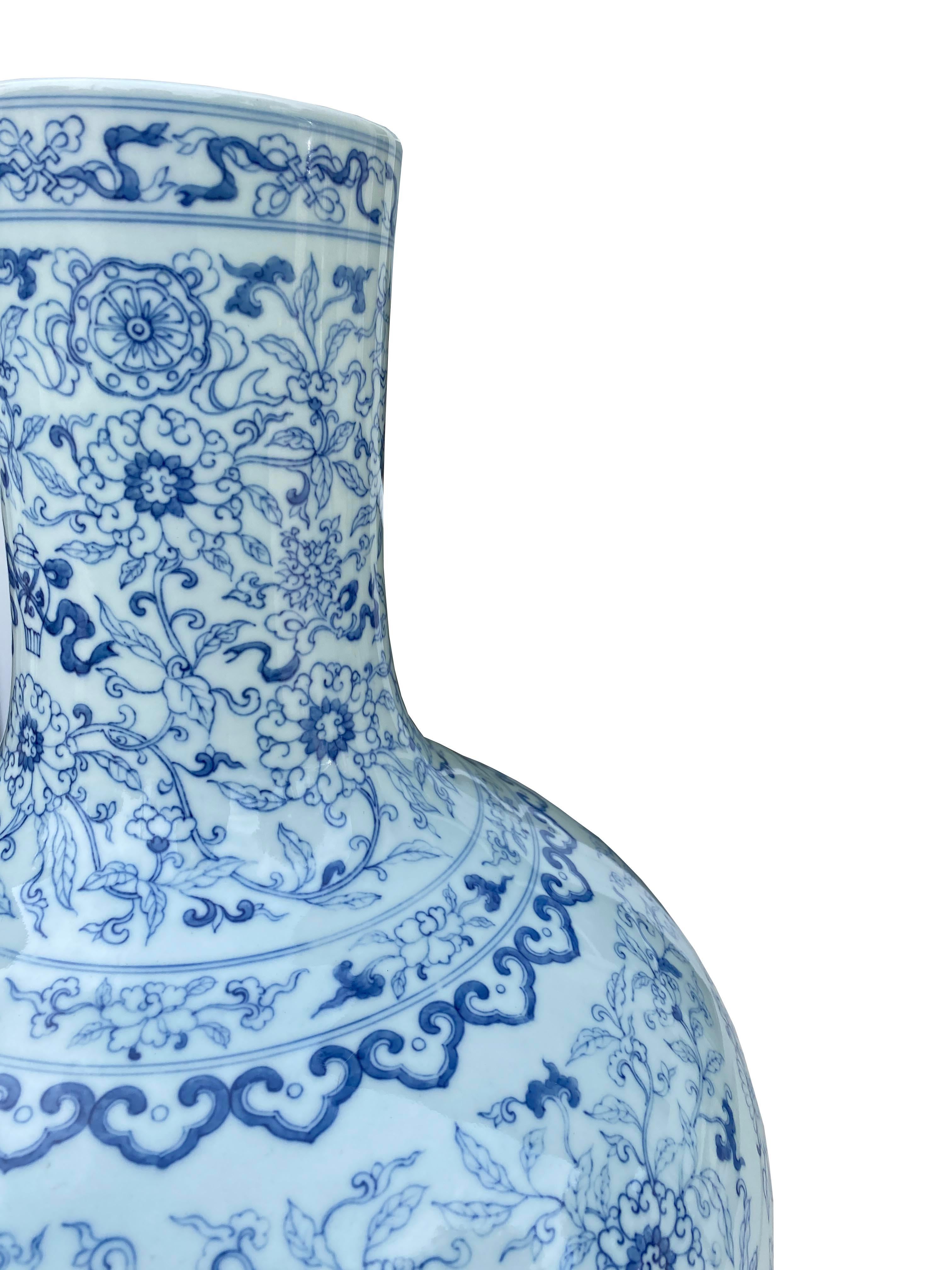 Glazed Stunning Large Blue & White Vase - From the Collection of Ann & Gordon Getty For Sale