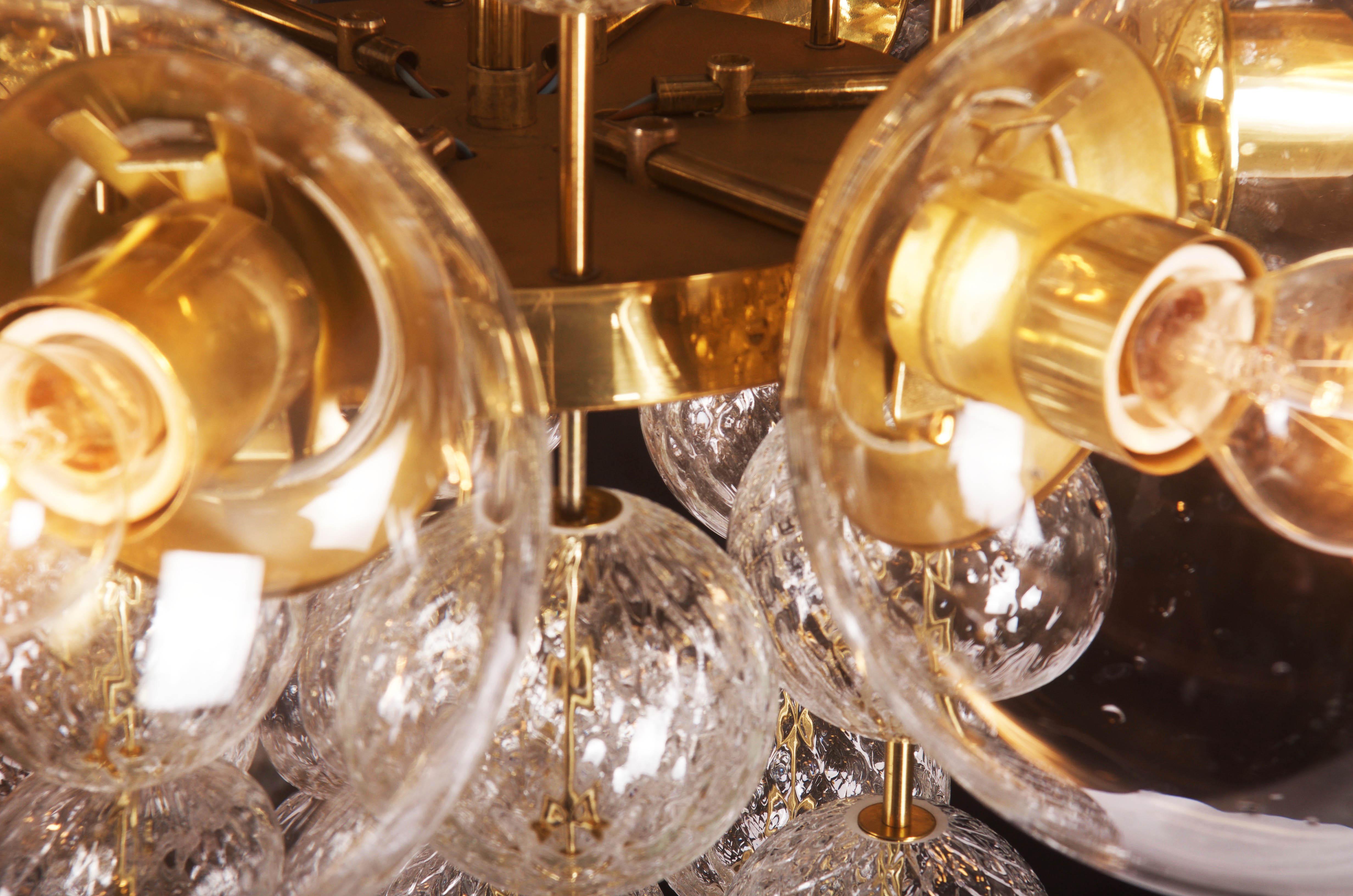 Stunning Large Brass Chandelier with Crystal Globes 6