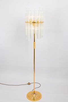 Stunning Large Brass Floor Lamp with crystal rods by C.Palme , Germany, 1970s