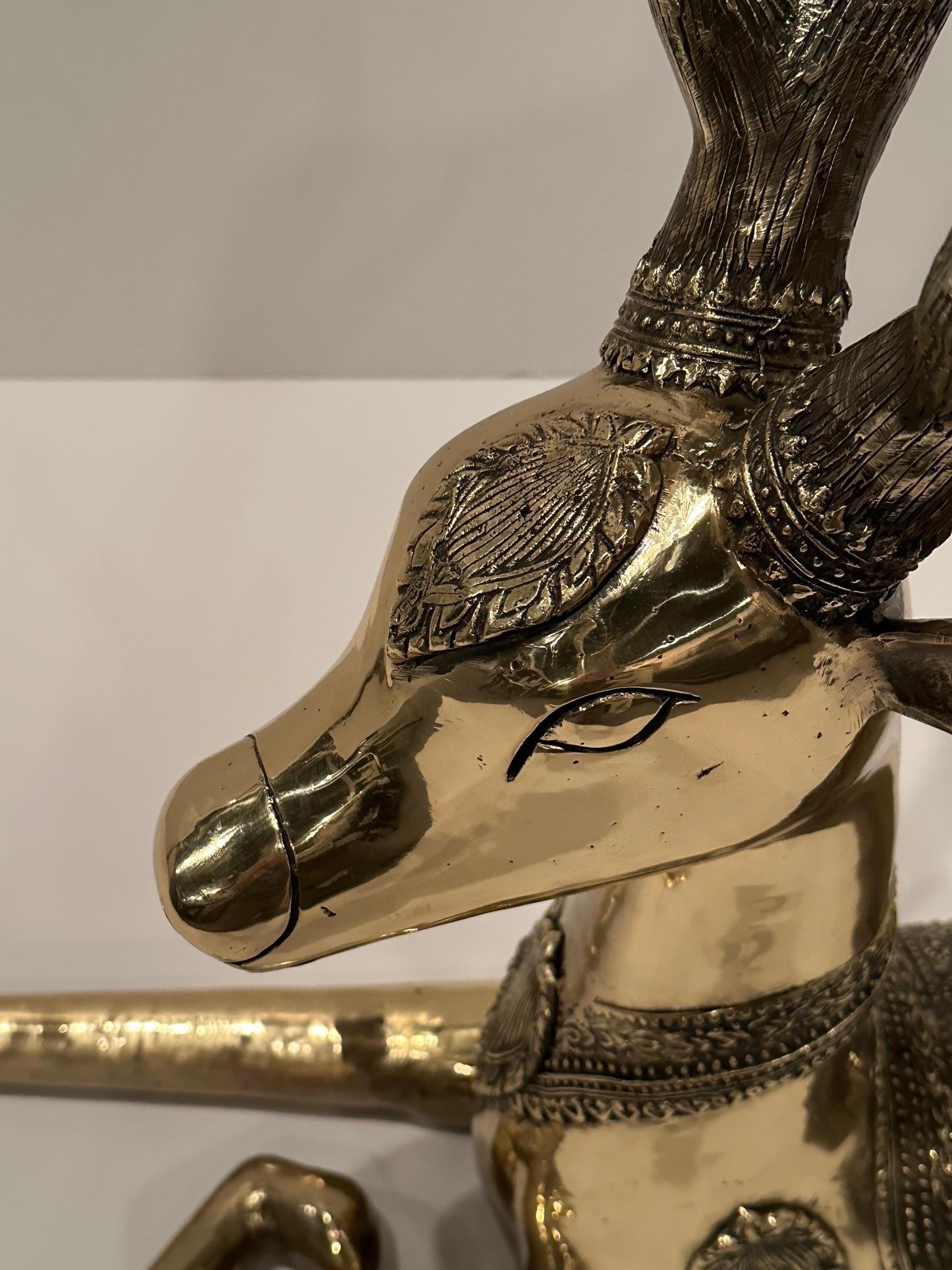 Stunning Large Brass Recumbent Deer Sculpture 3