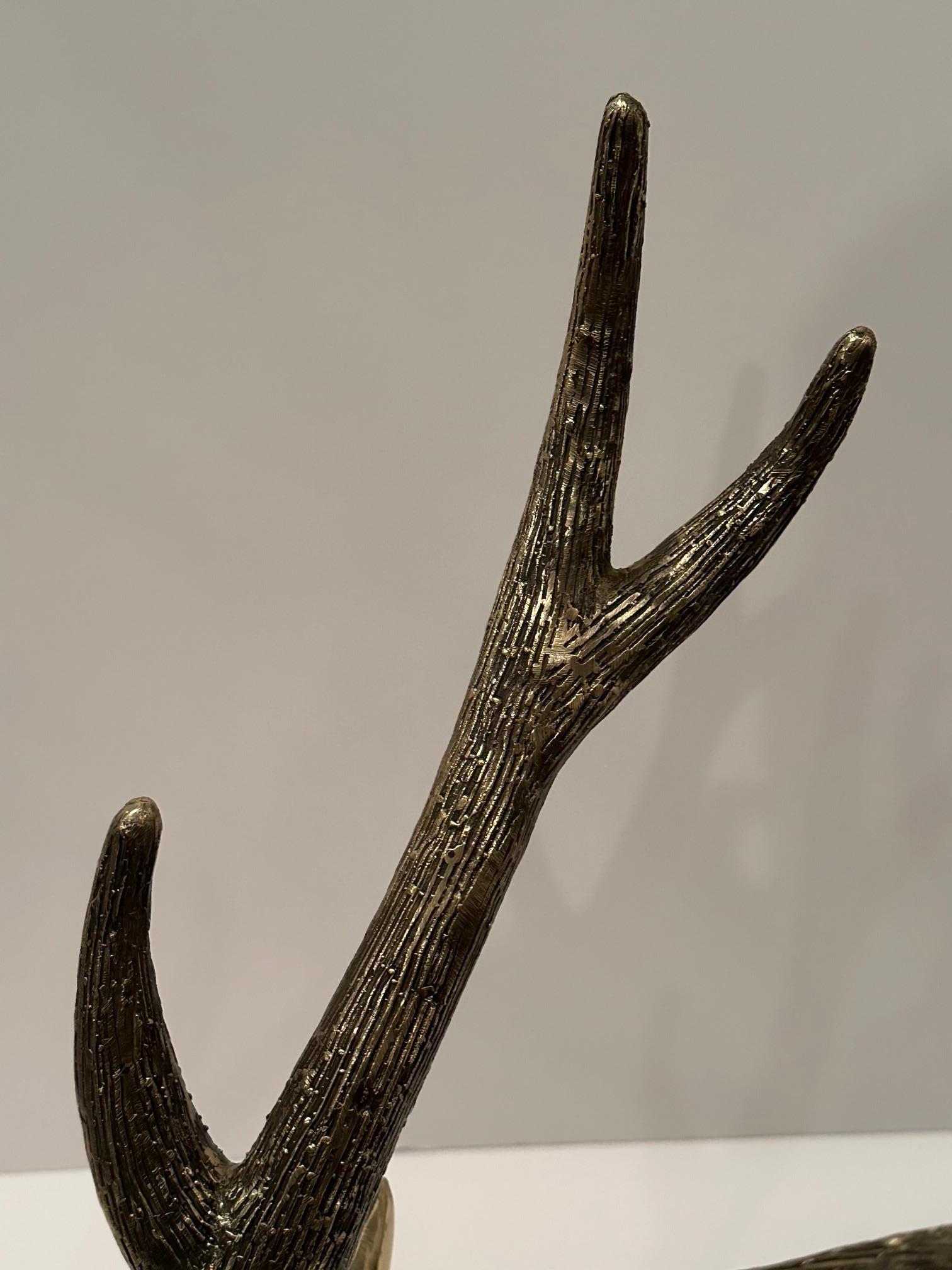 Stunning Large Brass Recumbent Deer Sculpture 1