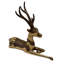 Stunning Large Brass Recumbent Deer Sculpture