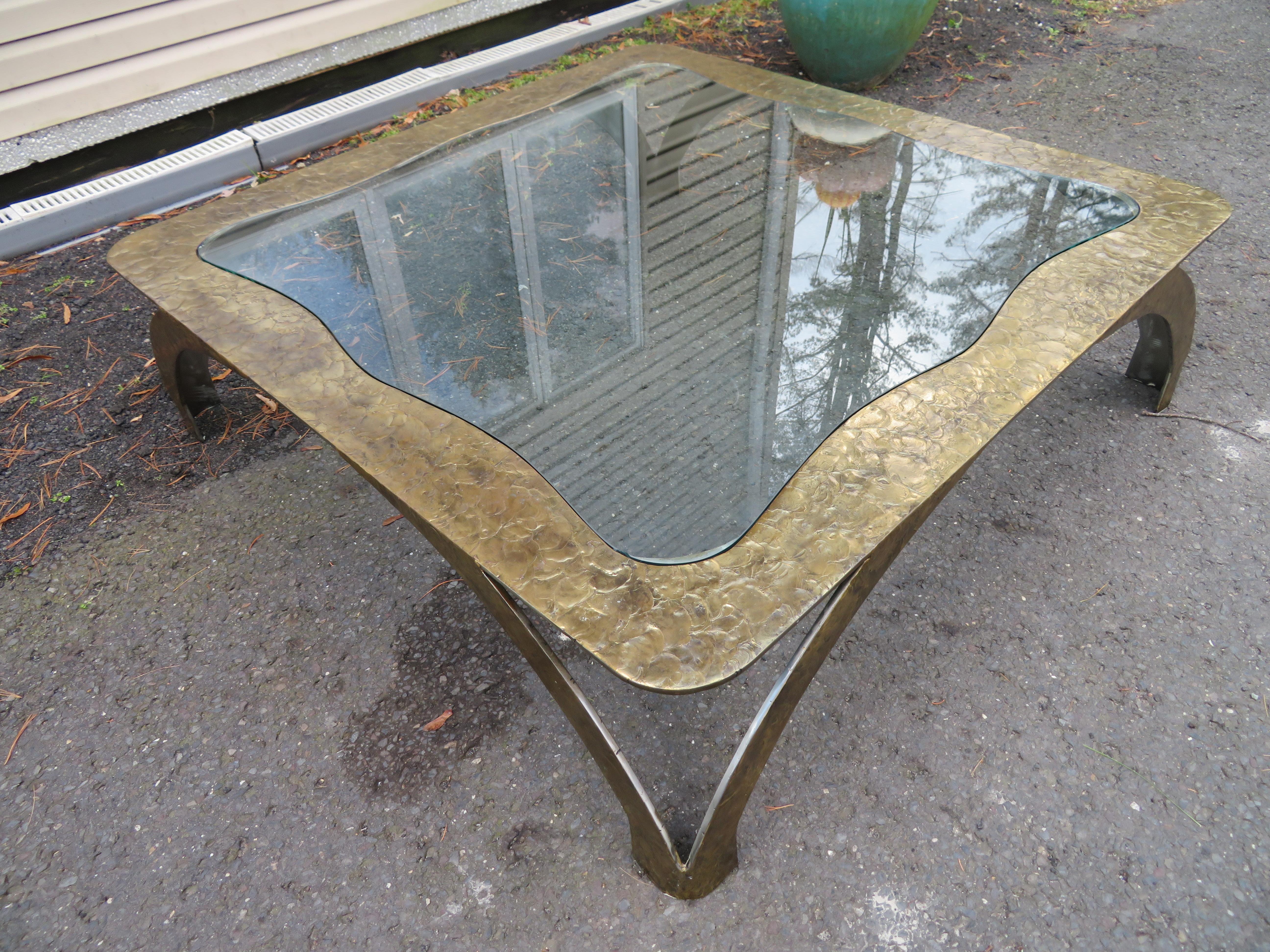 Stunning Large Bronze Square Coffee Table by Silas Seandel Mid-Century Modern For Sale 9