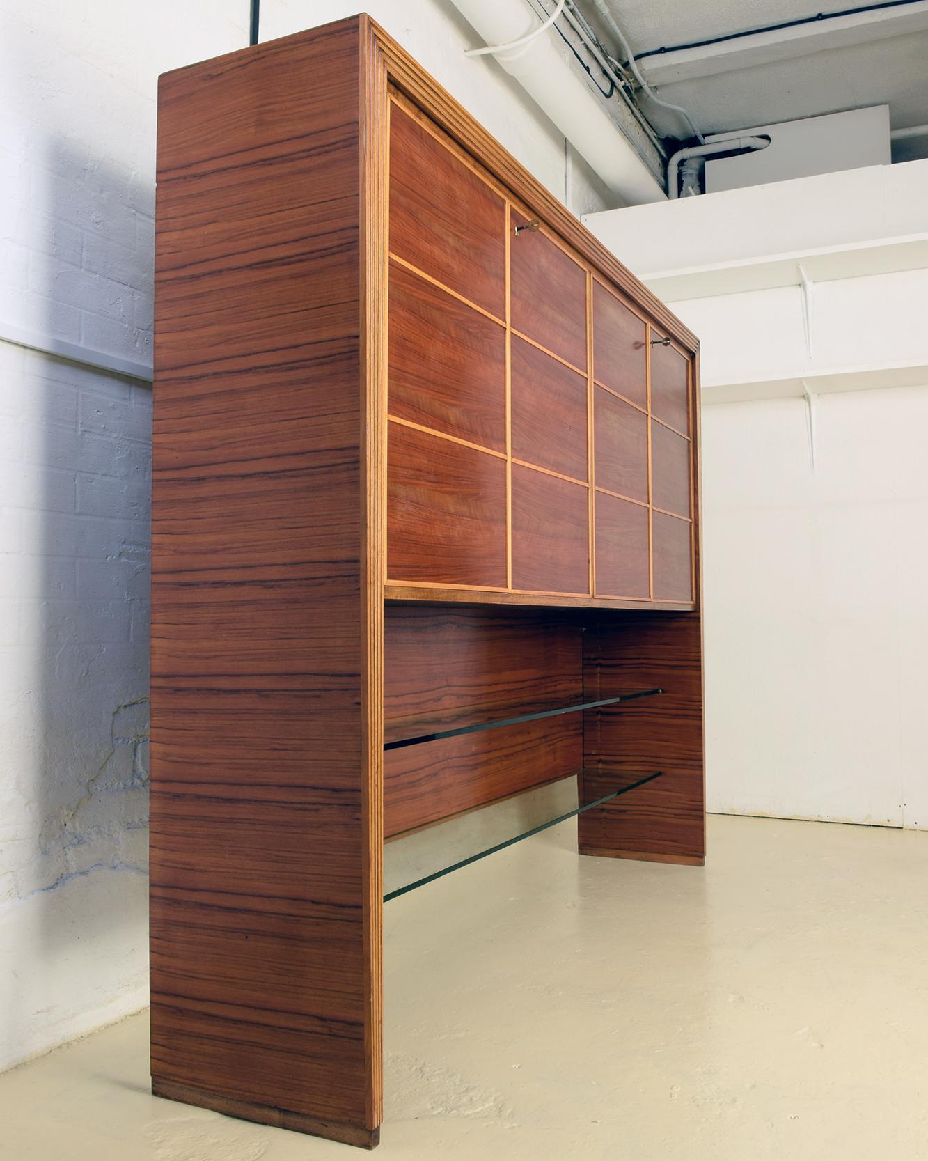 Art Deco Large Cabinet by Mobili Saragoni, Milano, Style of Gio Ponti, 1930s-1940s