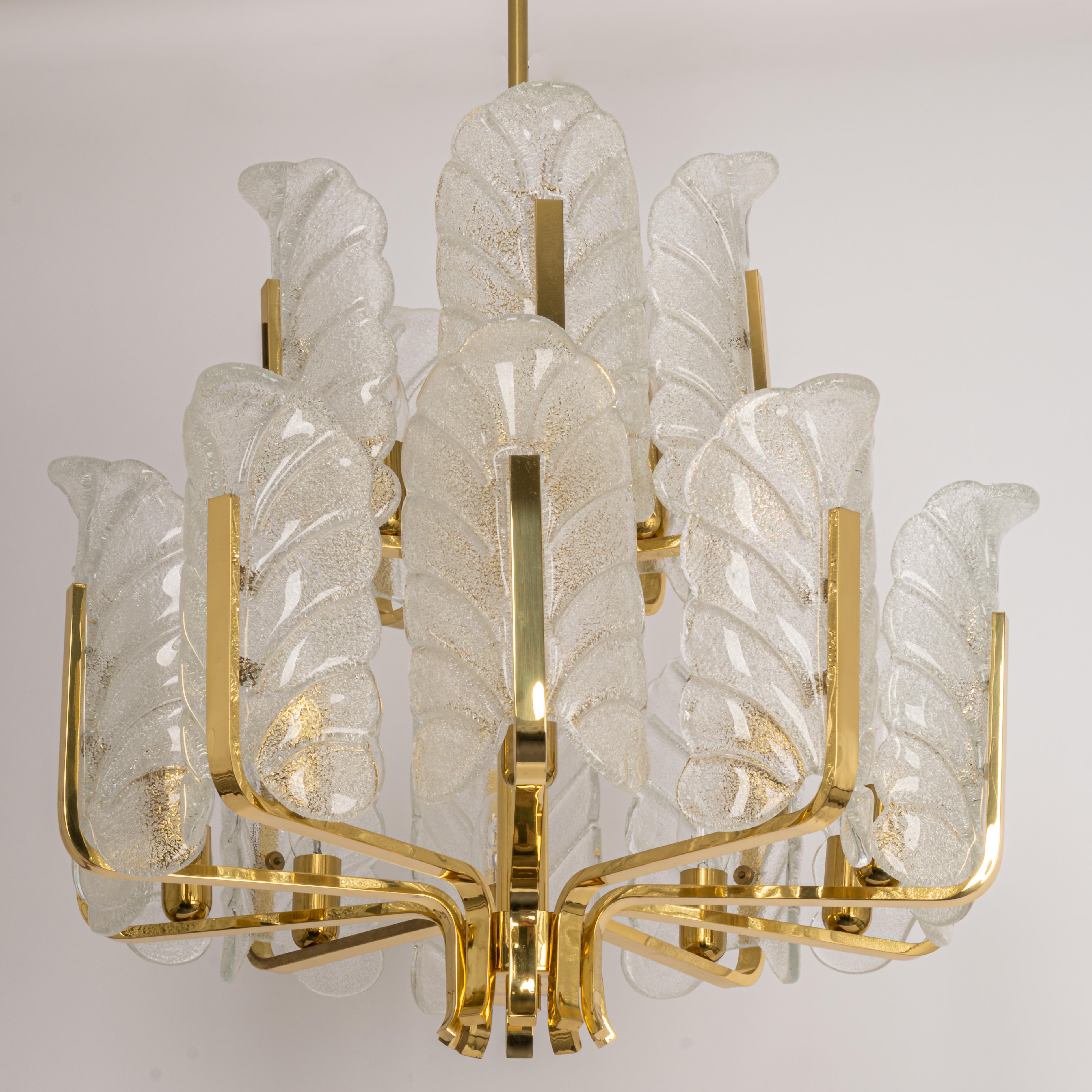 Mid-Century Modern Stunning Large Carl Fagerlund Chandelier Murano Glass Leaves, 1960s For Sale