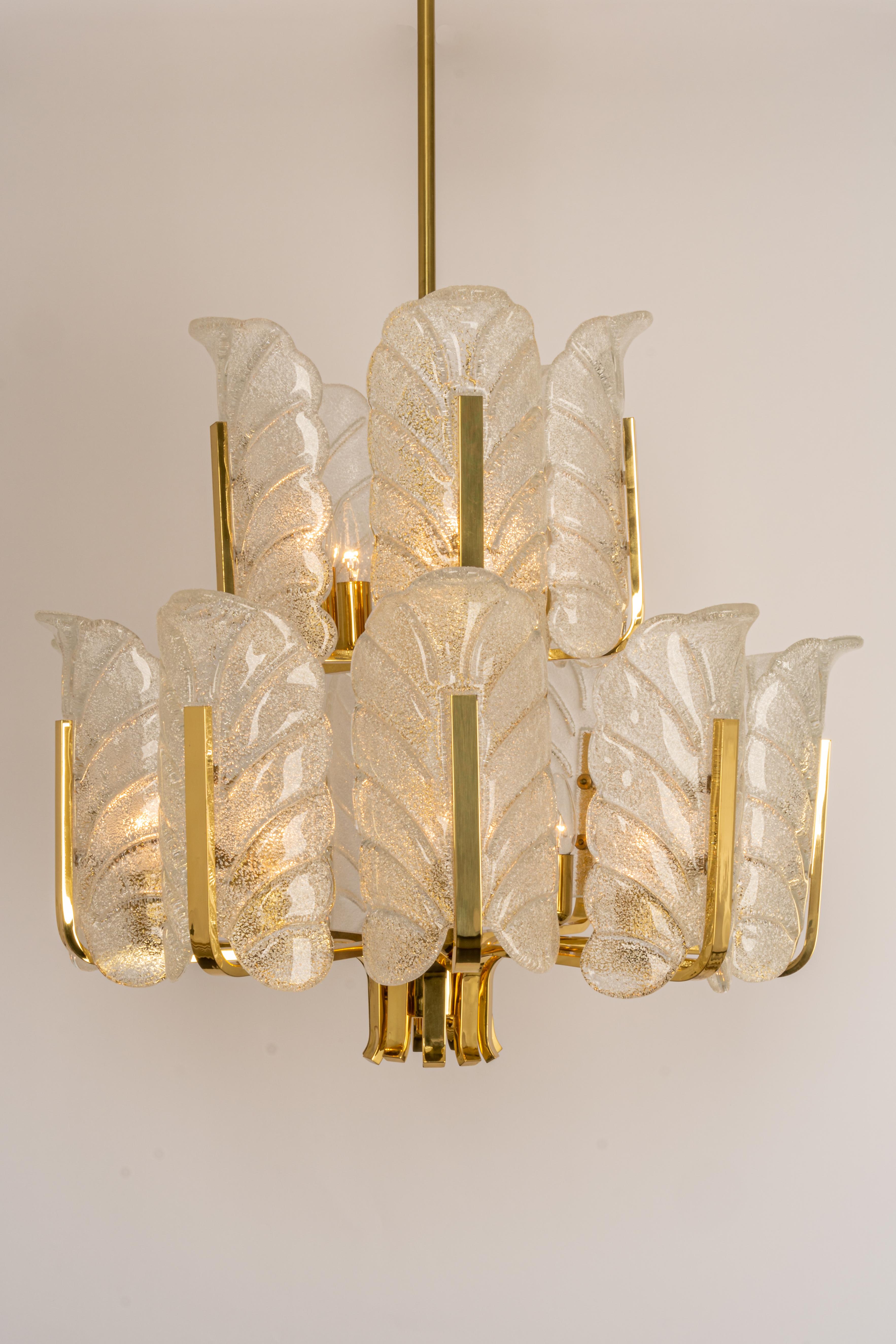 Mid-20th Century Stunning Large Carl Fagerlund Chandelier Murano Glass Leaves, 1960s
