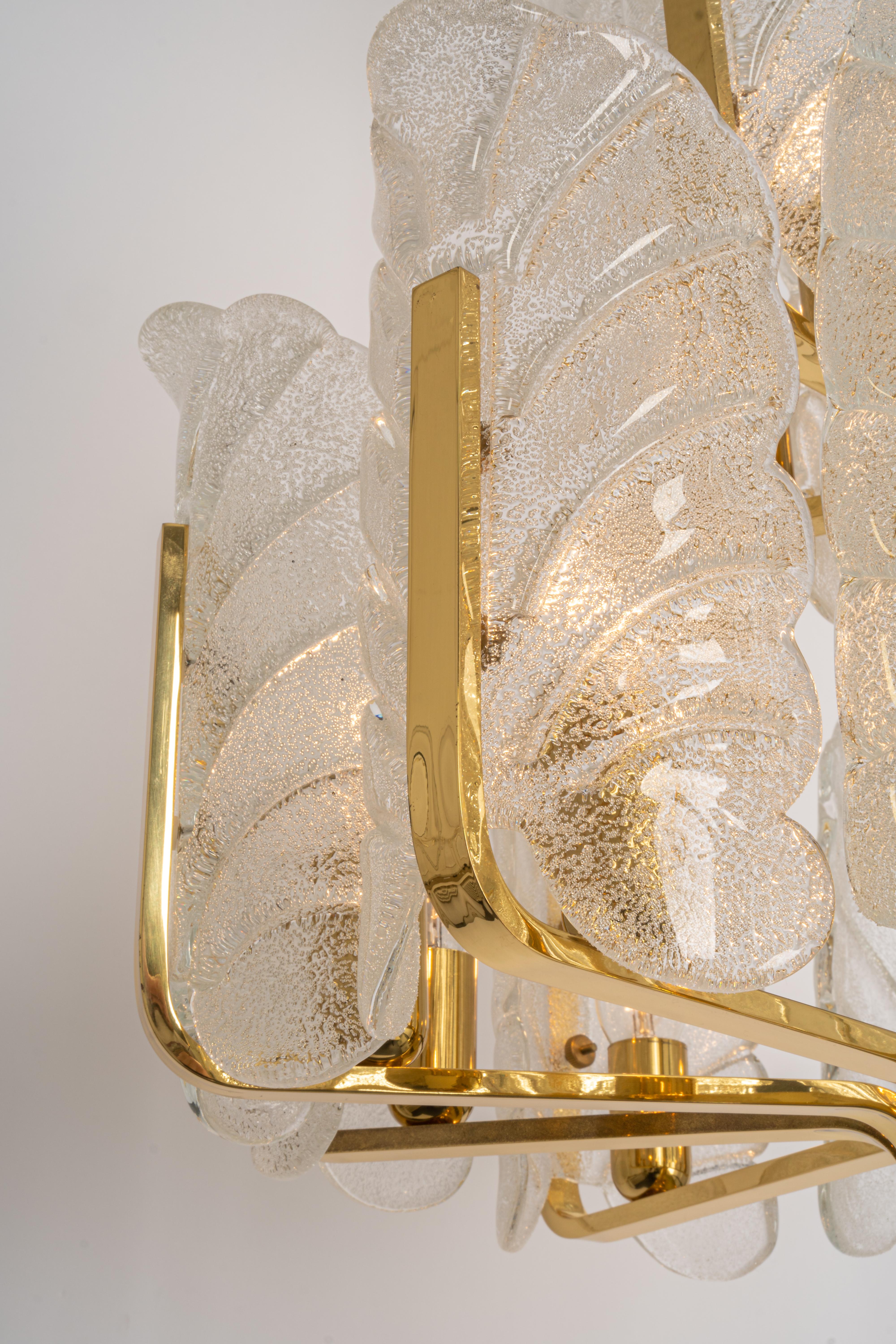Brass Stunning Large Carl Fagerlund Chandelier Murano Glass Leaves, 1960s